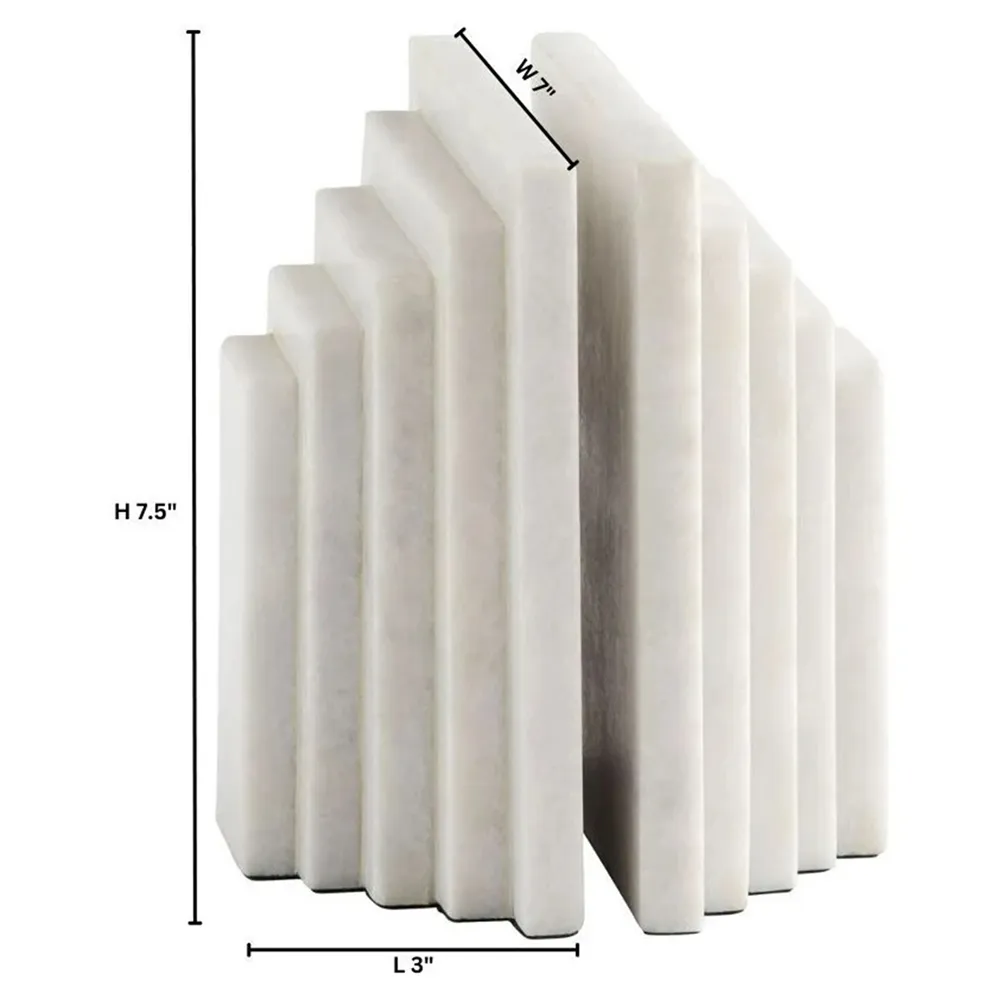 Elroe Paneled Bookends - White, Marble