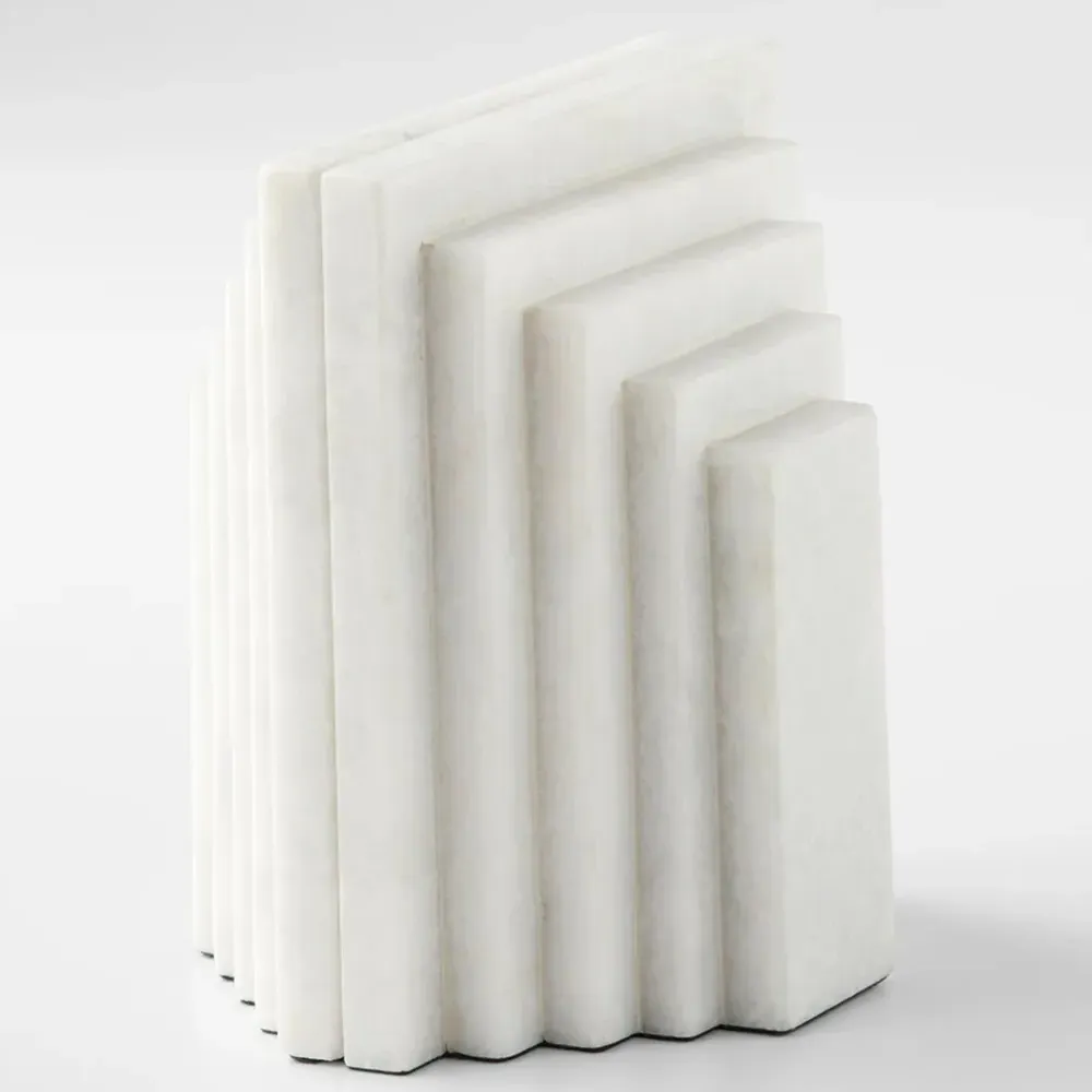 Elroe Paneled Bookends - White, Marble