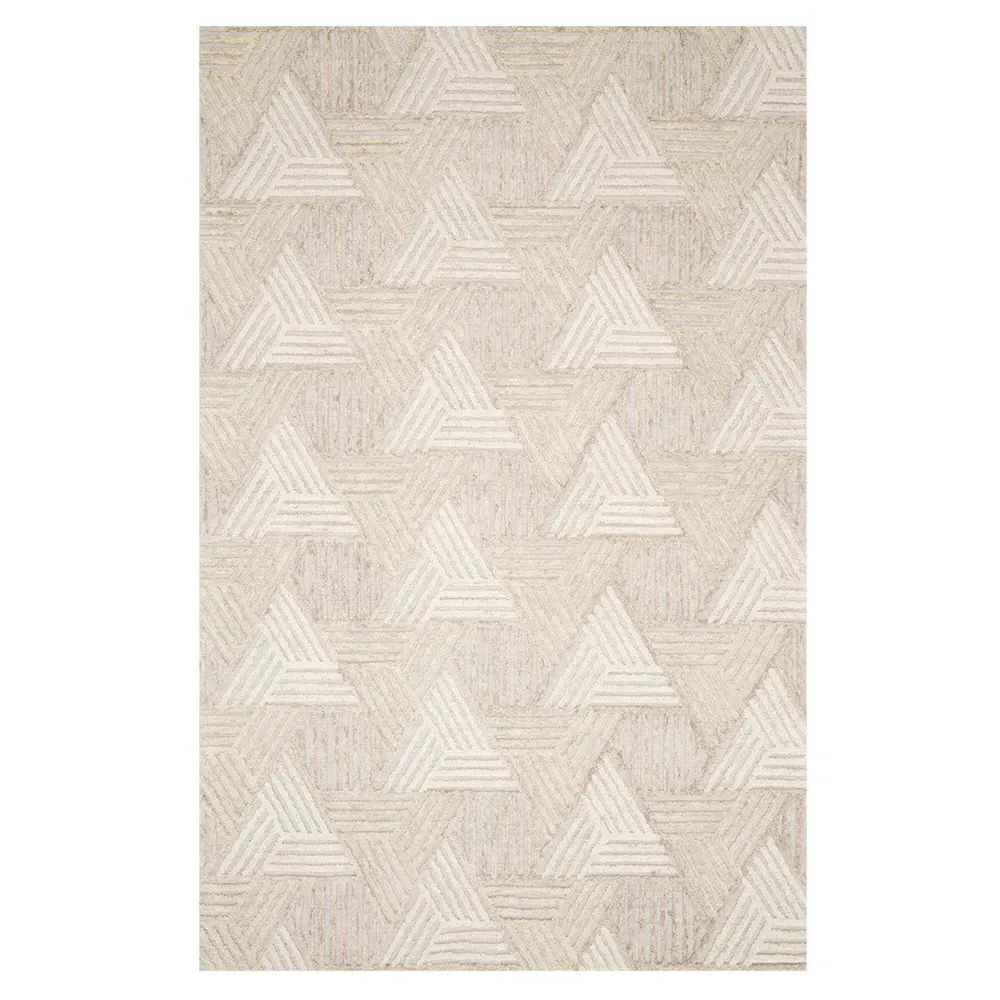 Elsinore Geometric Patterned Rug Sample - Beige, Wool image