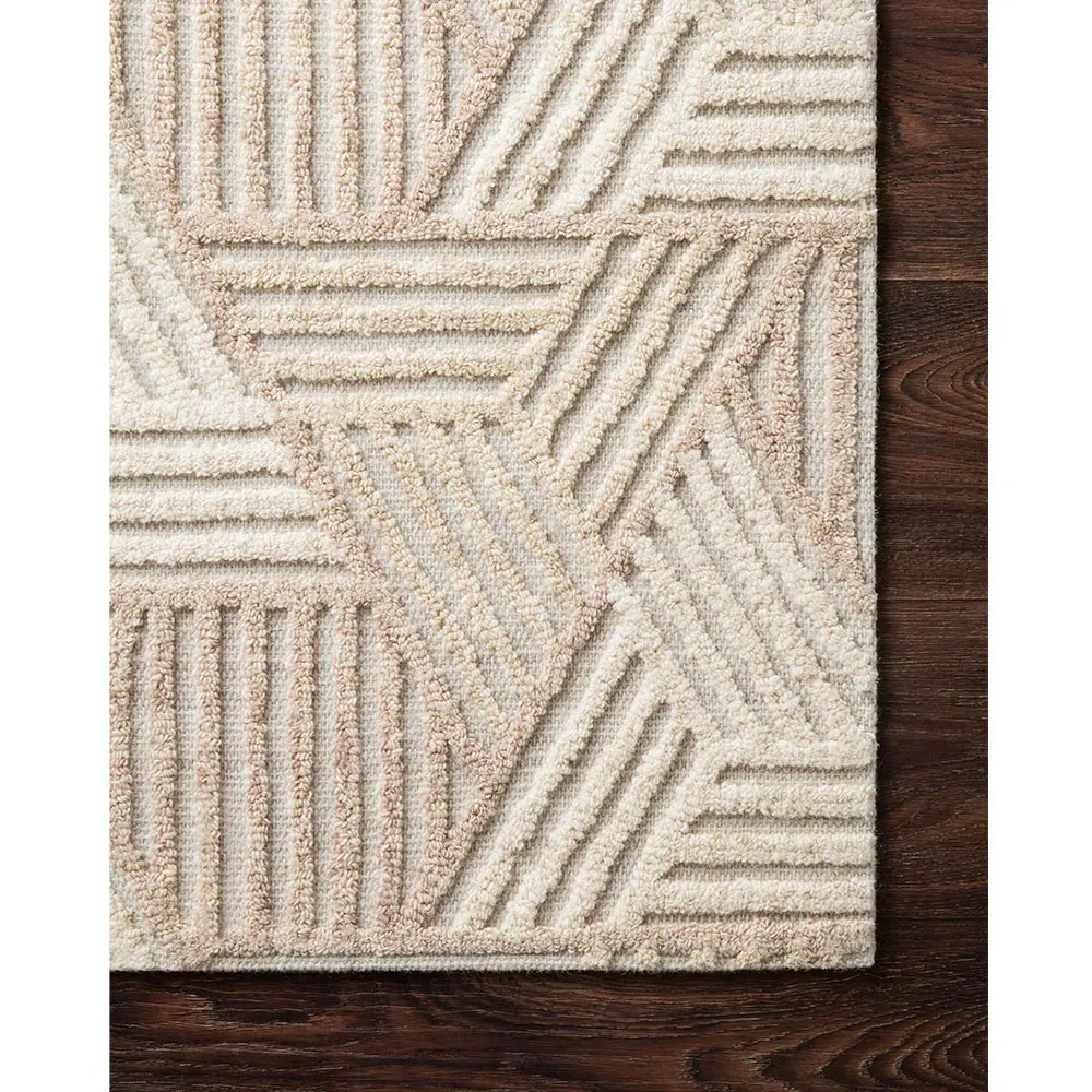 Elsinore Geometric Patterned Runner Rug - Beige, Wool