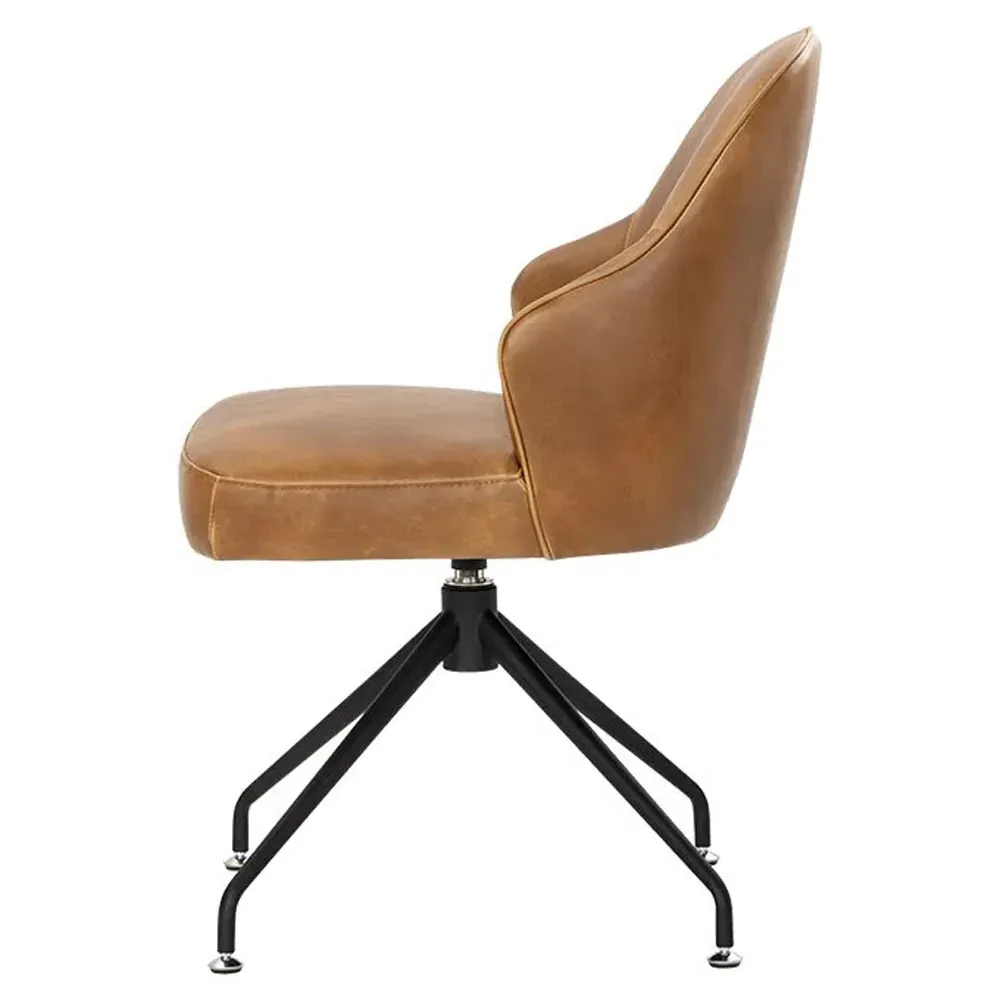 Elspeth Swivel Office Chair - Brown, Faux Leather