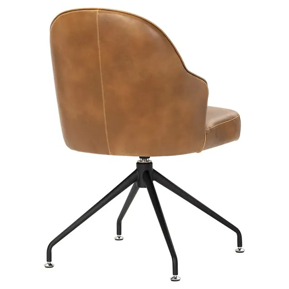 Elspeth Swivel Office Chair - Brown, Faux Leather