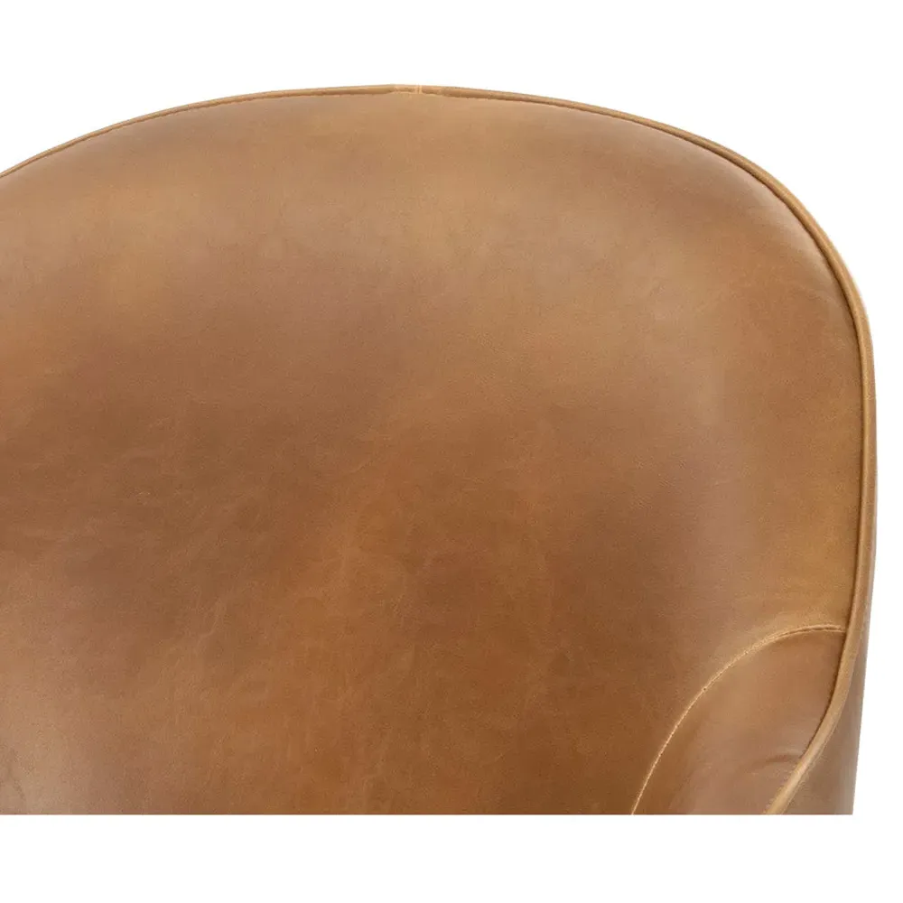 Elspeth Swivel Office Chair - Brown, Faux Leather