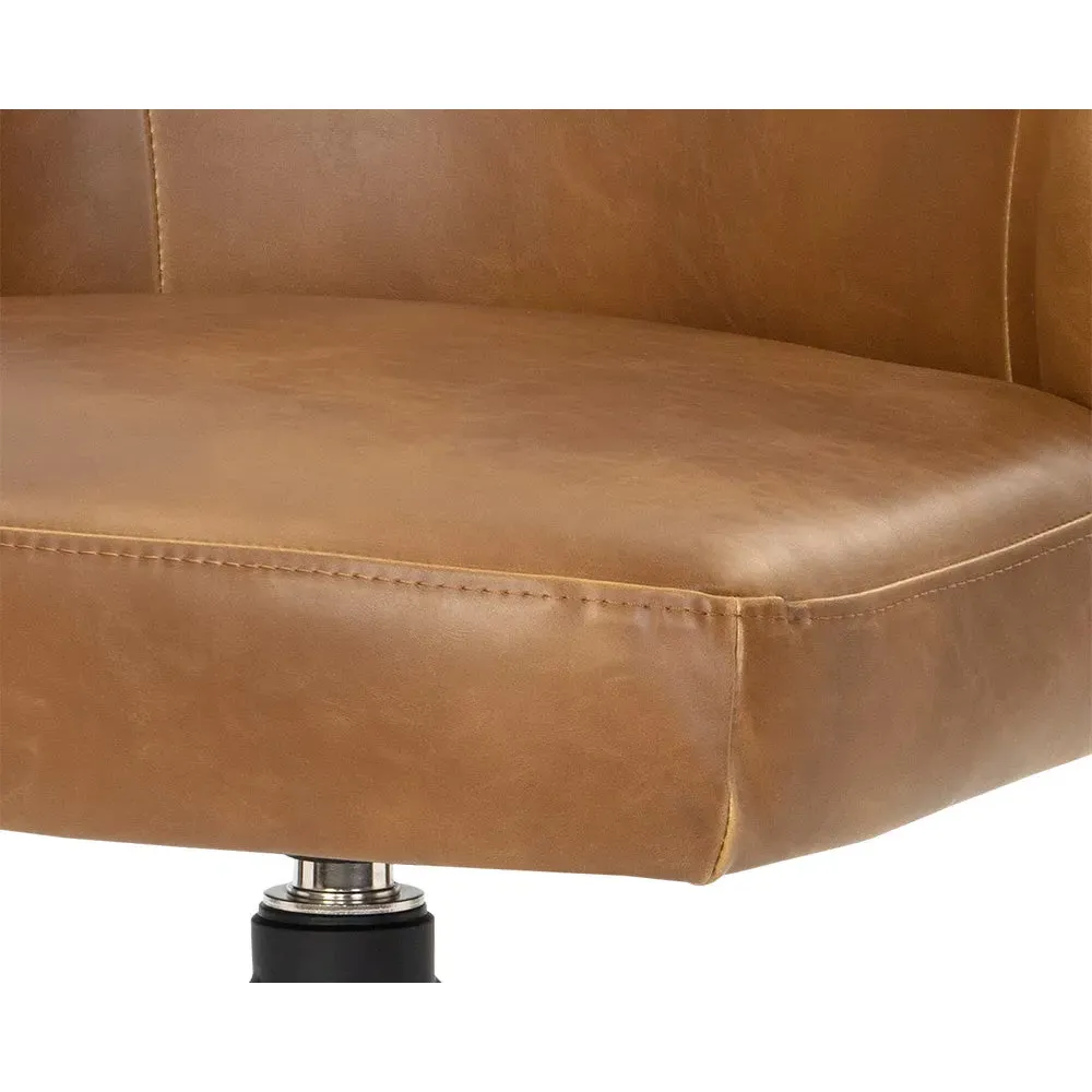 Elspeth Swivel Office Chair - Brown, Faux Leather