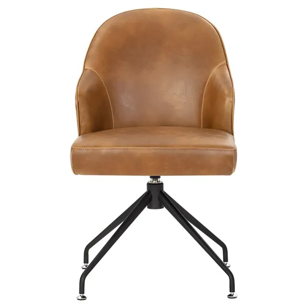Elspeth Swivel Office Chair - Brown, Faux Leather image
