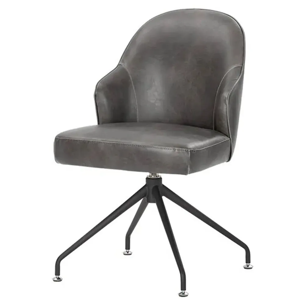 Elspeth Swivel Office Chair - Grey, Faux Leather