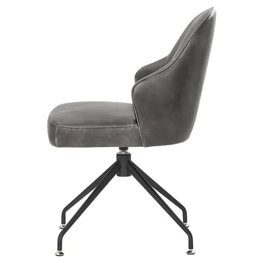 Elspeth Swivel Office Chair - Grey, Faux Leather