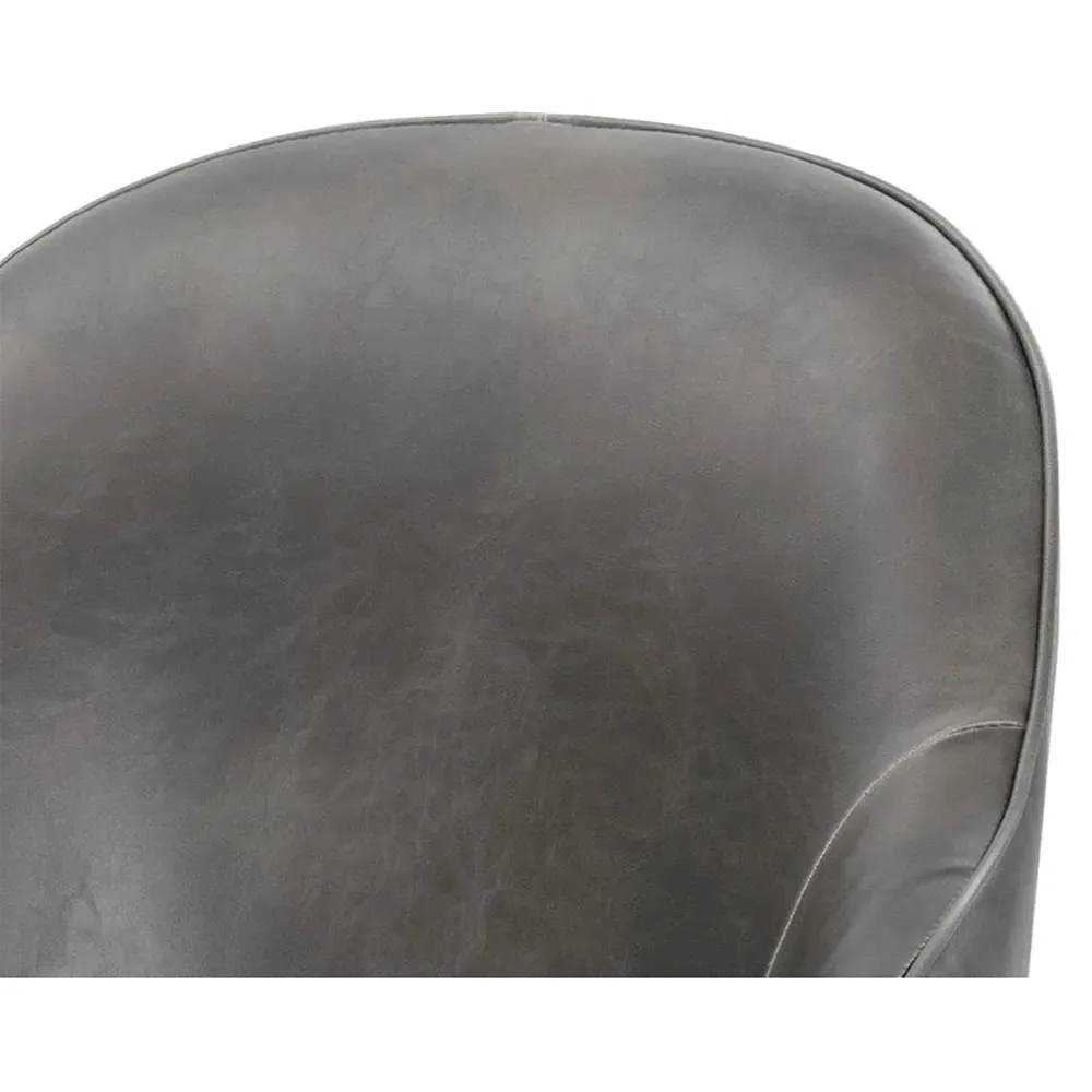 Elspeth Swivel Office Chair - Grey, Faux Leather