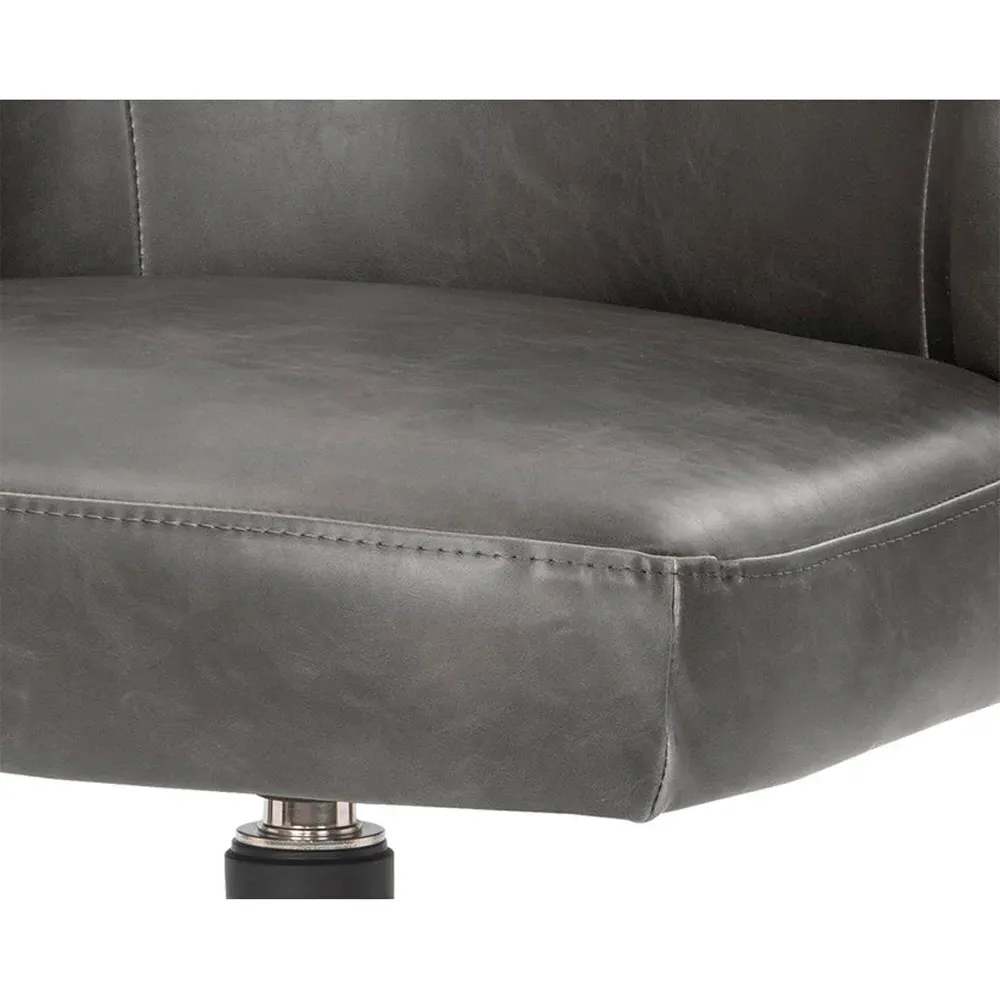 Elspeth Swivel Office Chair - Grey, Faux Leather