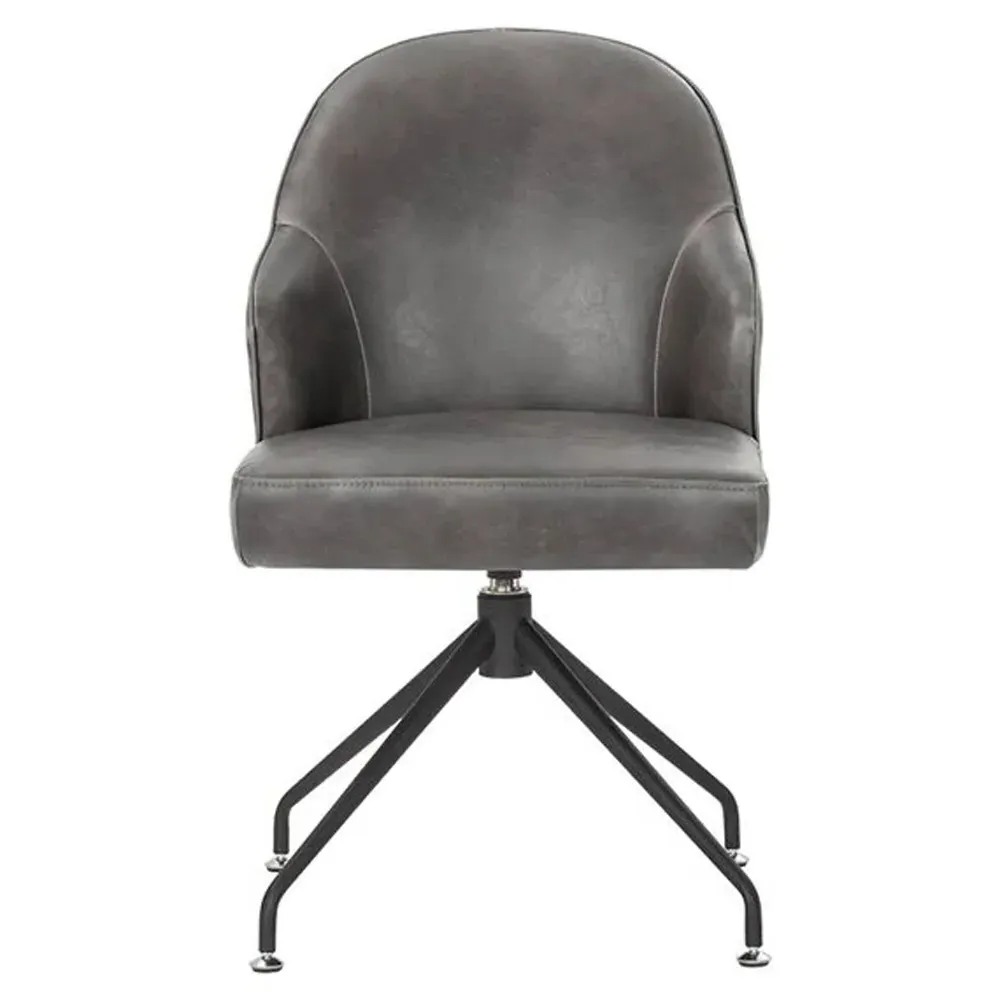 Elspeth Swivel Office Chair - Grey, Faux Leather