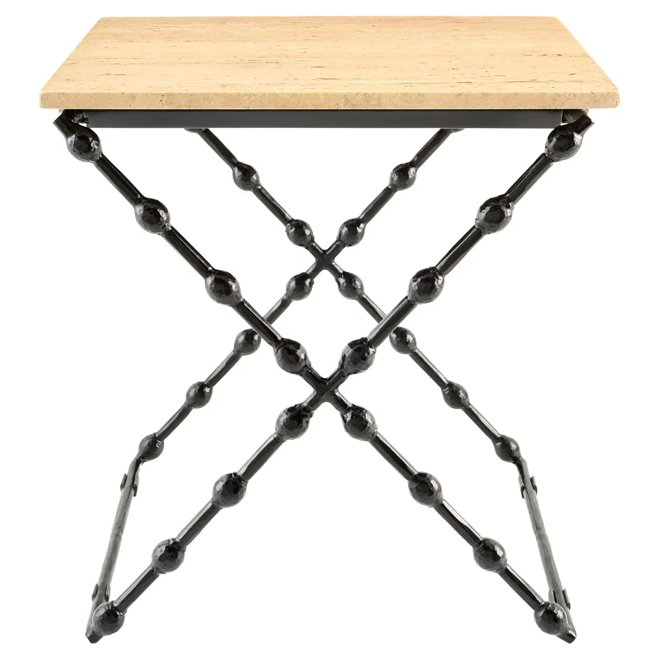 Elvarine Rectangular Outdoor End Table - Beige, Marble