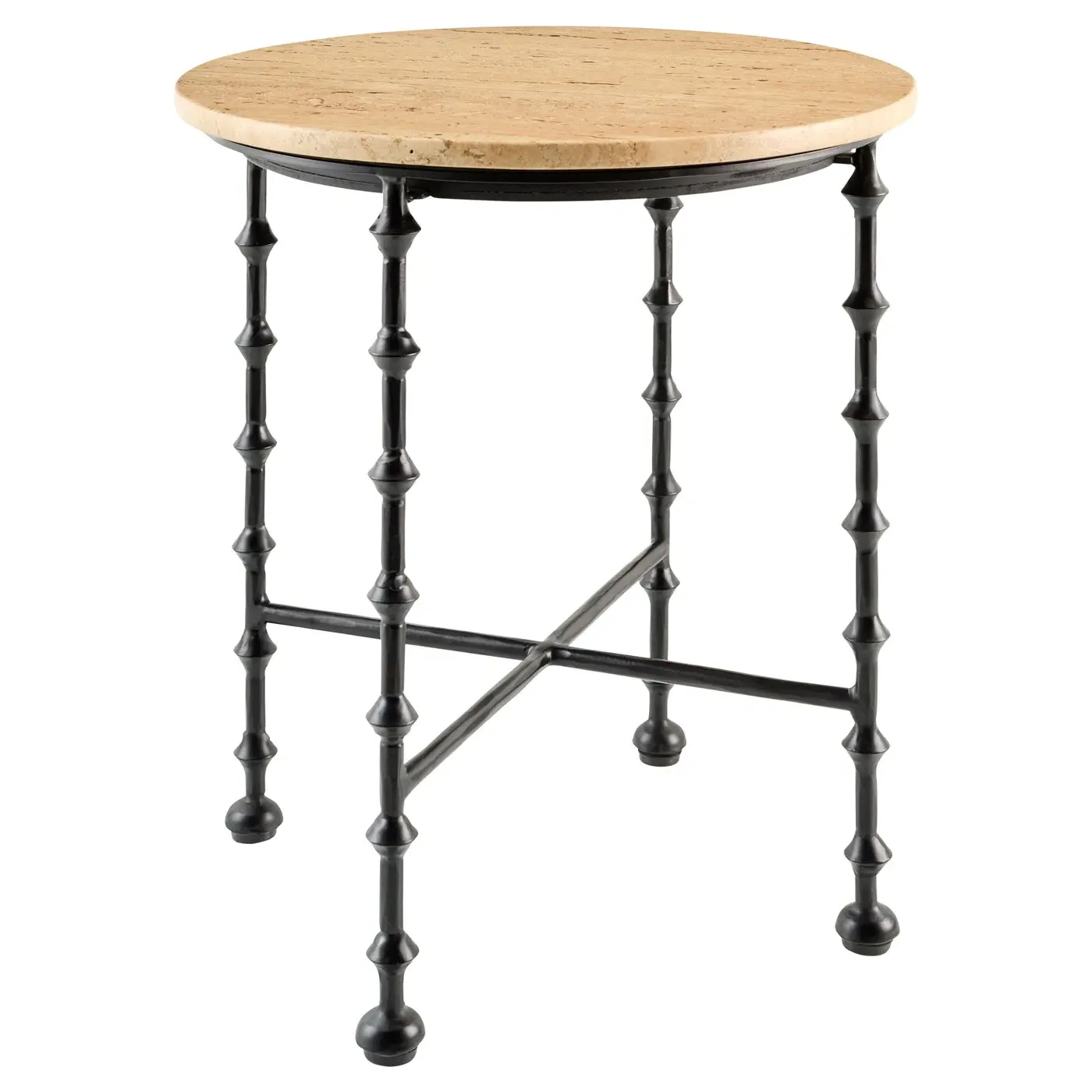 Elvarine Round Outdoor End Table - Beige, Marble