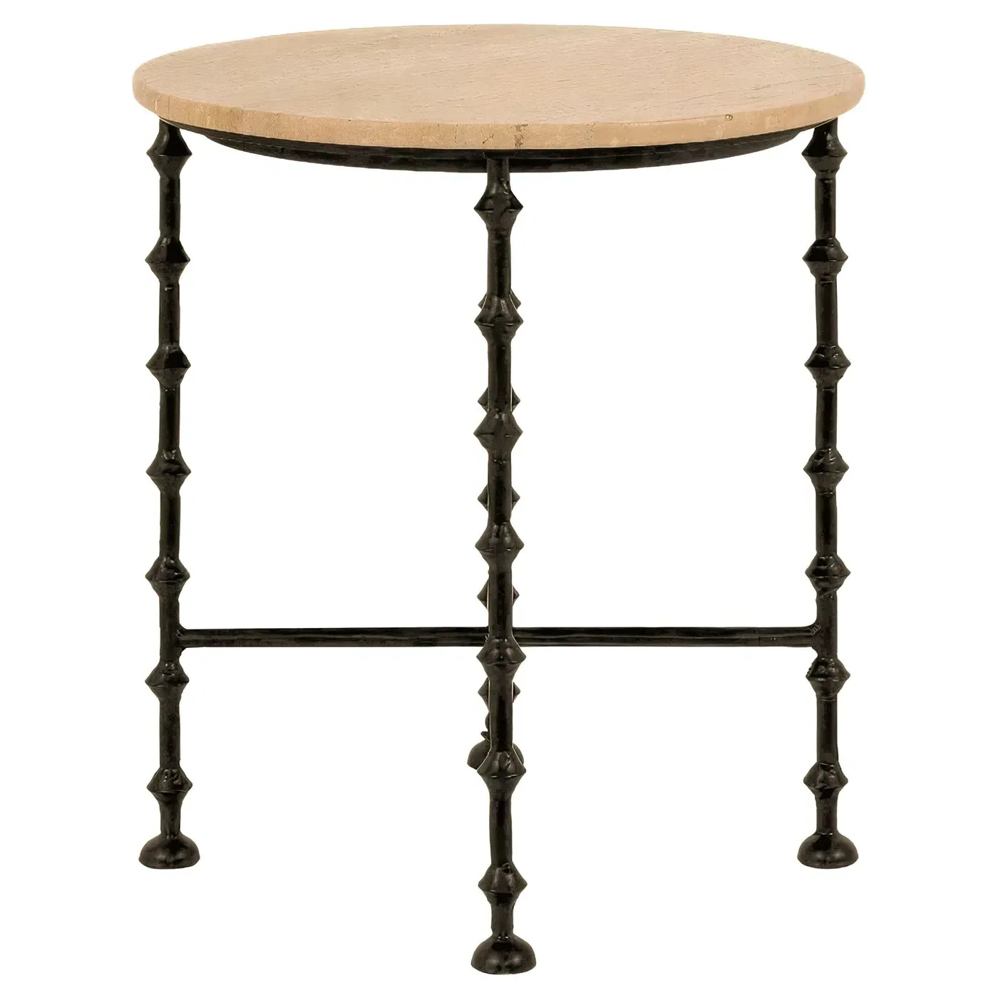 Elvarine Round Outdoor End Table - Beige, Marble
