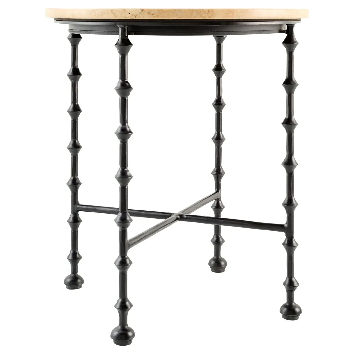 Elvarine Round Outdoor End Table - Beige, Marble