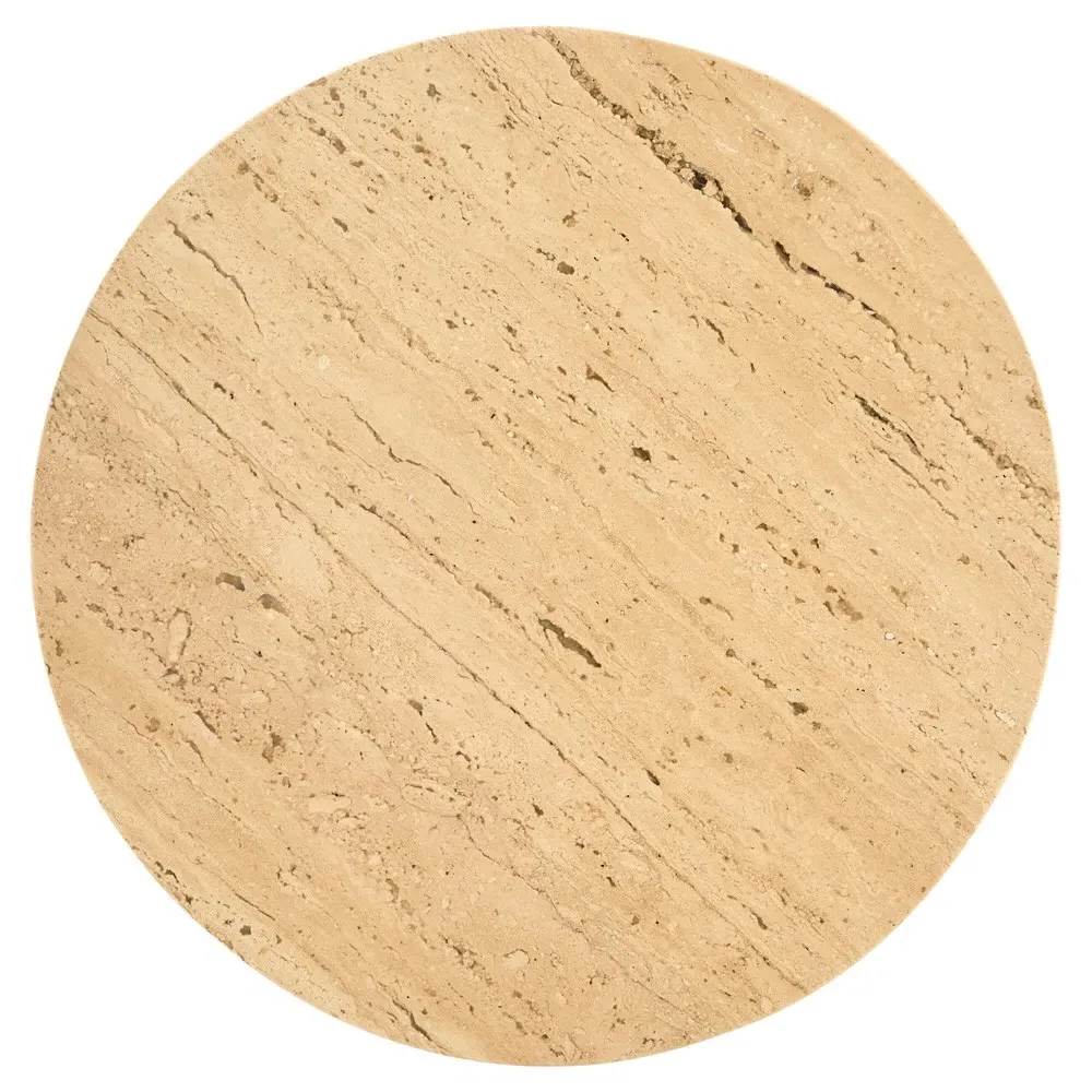 Elvarine Round Outdoor End Table - Beige, Marble