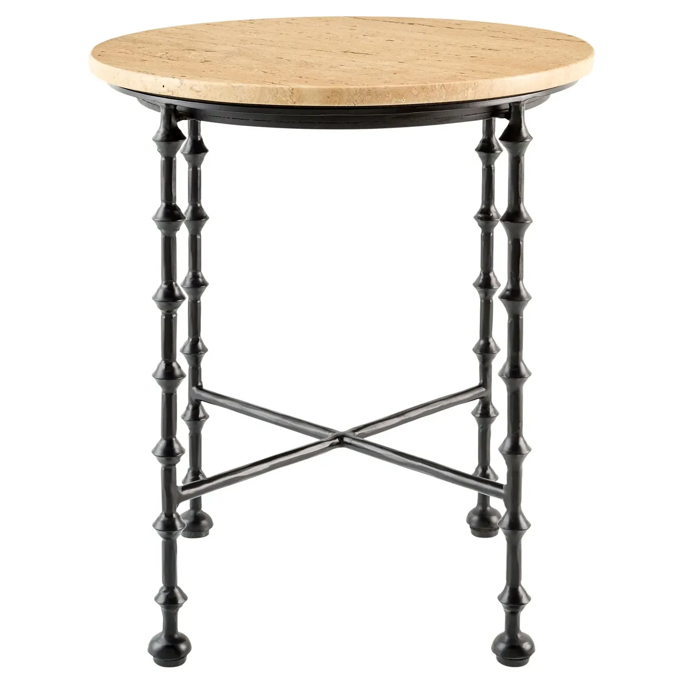 Elvarine Round Outdoor End Table - Beige, Marble image