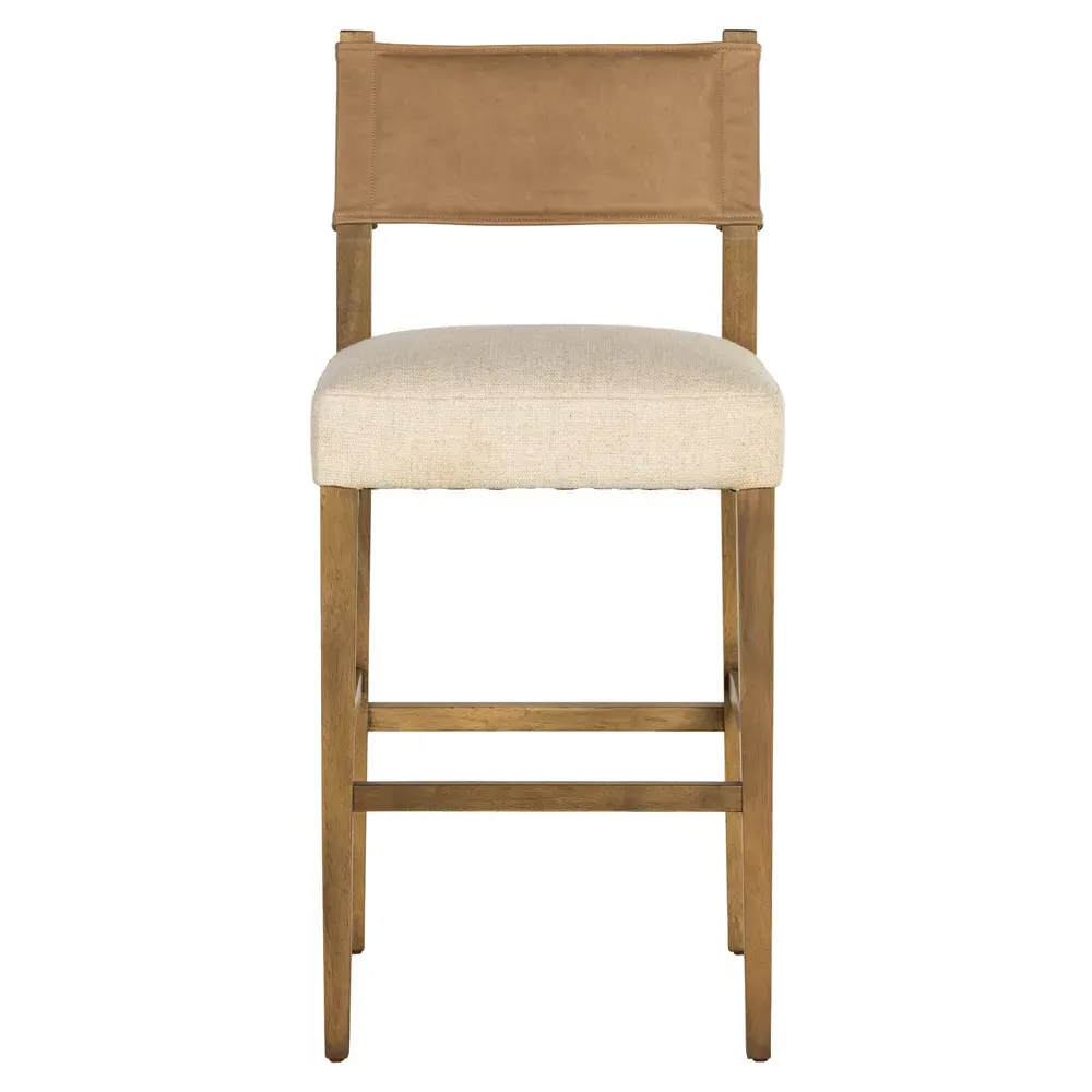 Ely Bar Stool - Beige, Parawood
