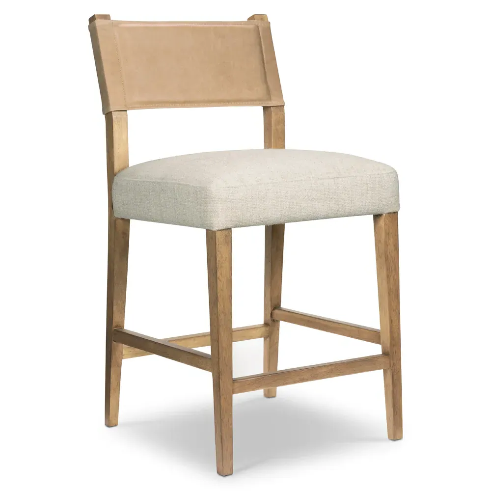 Ely Counter Stool - Beige, Parawood
