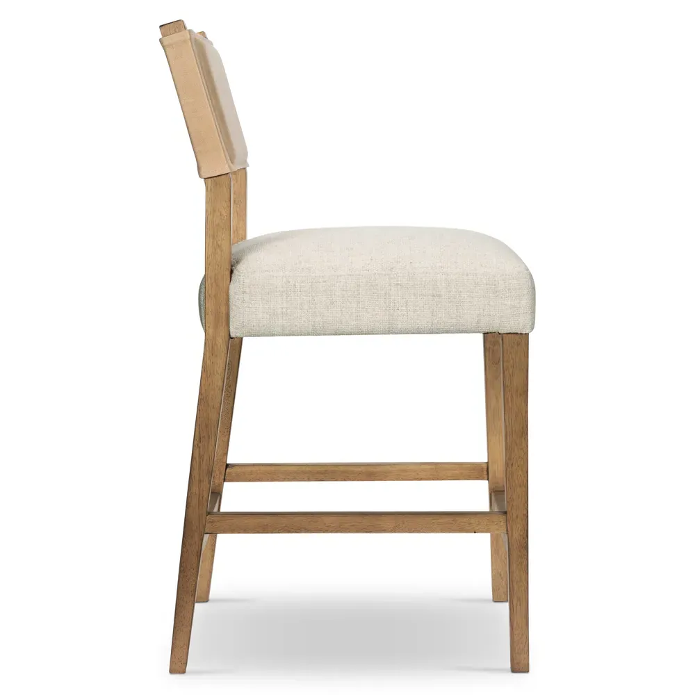 Ely Counter Stool - Beige, Parawood