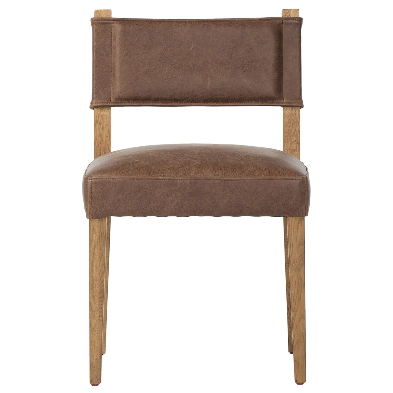 Ely Dining Side Chair - Brown, Leather