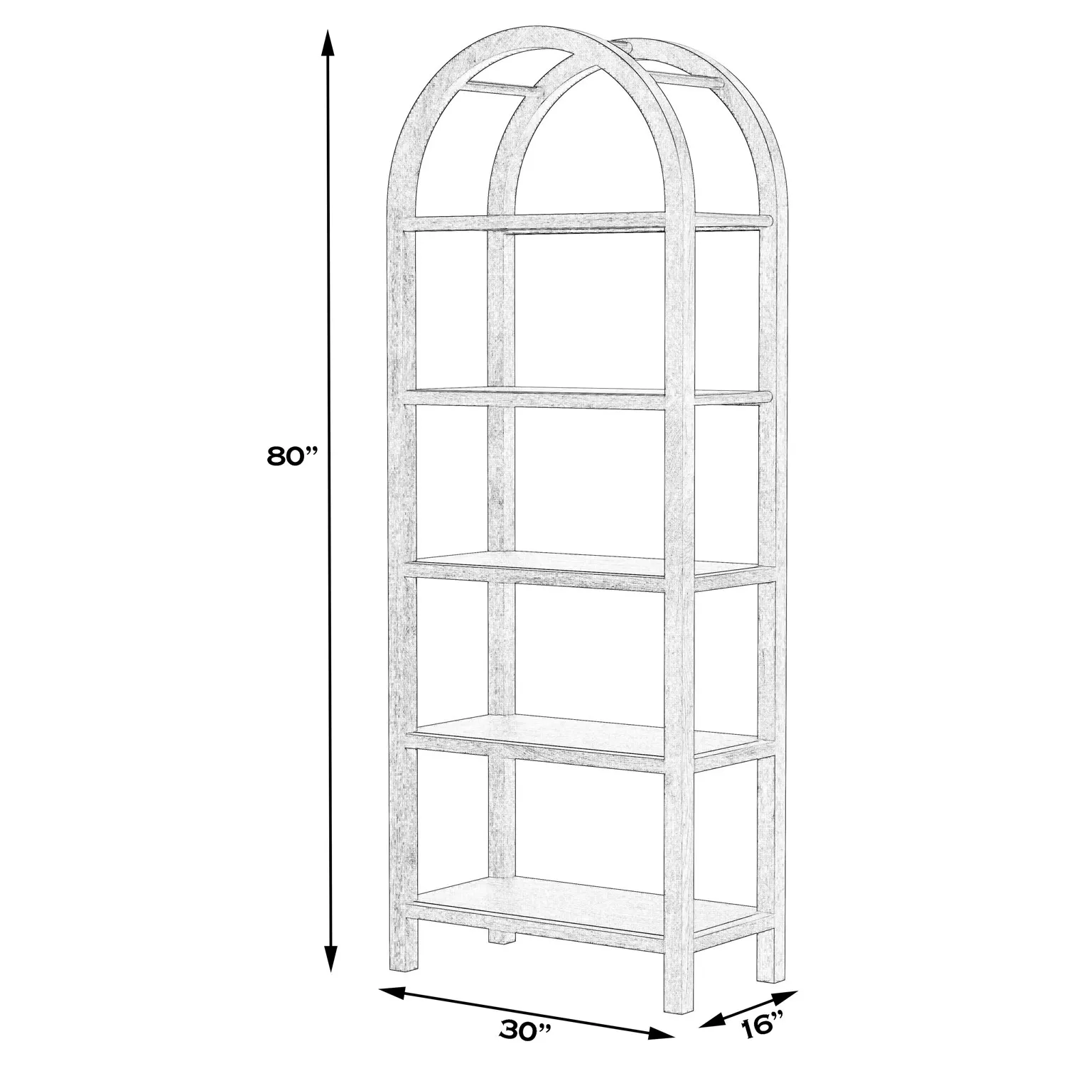 Elyse Arched Etagere - Brown, Wood