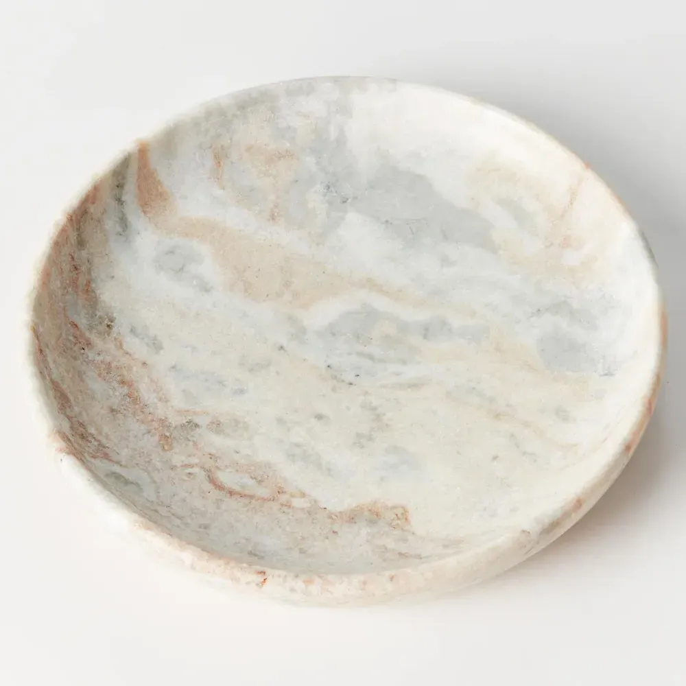Elysia Round Decorative Tray - Brown, Marble