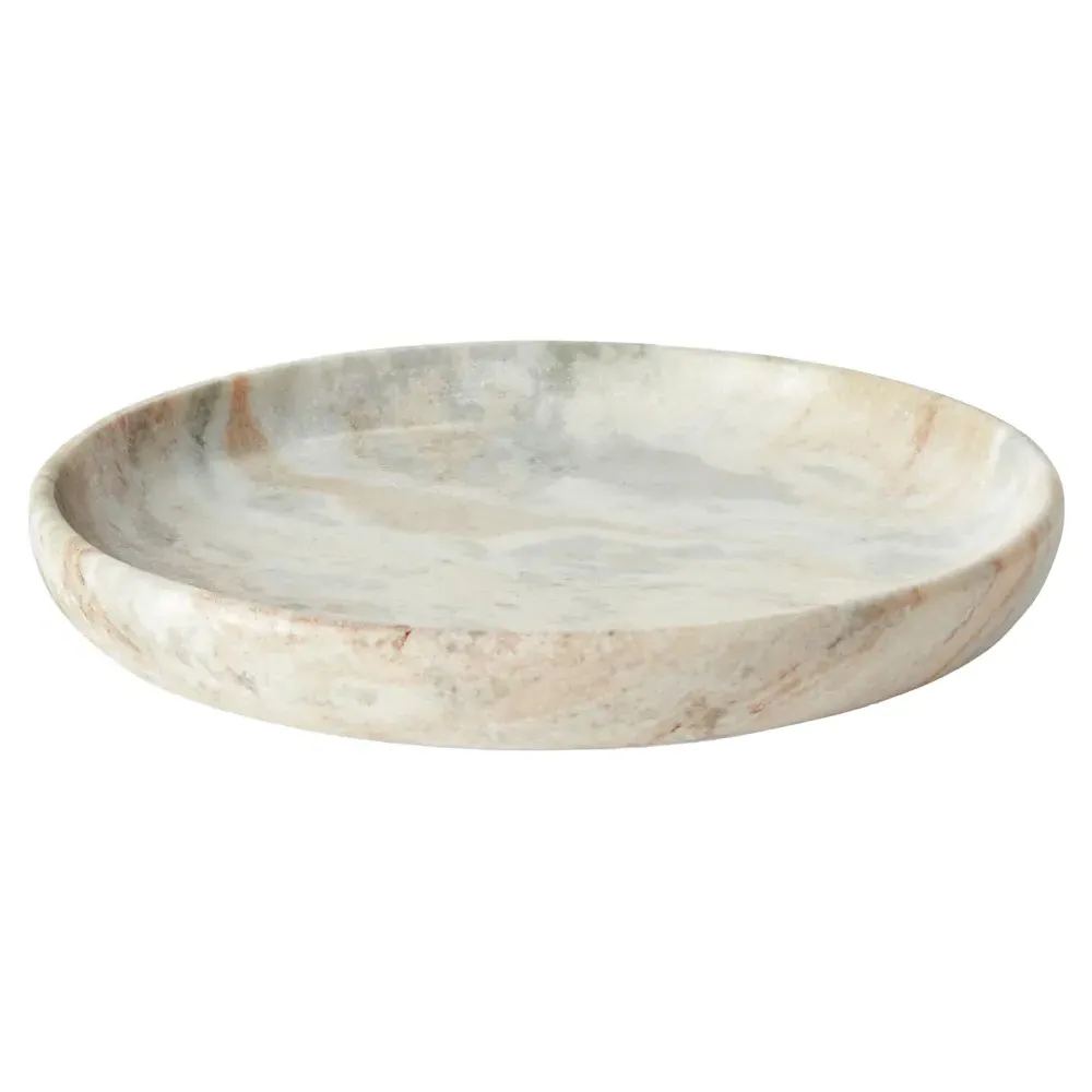 Elysia Round Decorative Tray - Brown, Marble image
