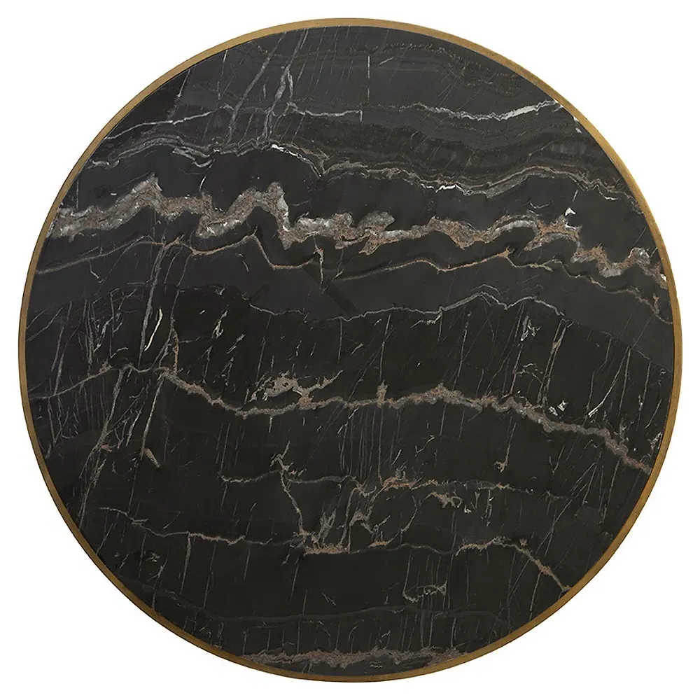 Emari Round Coffee Table - Black, Marble