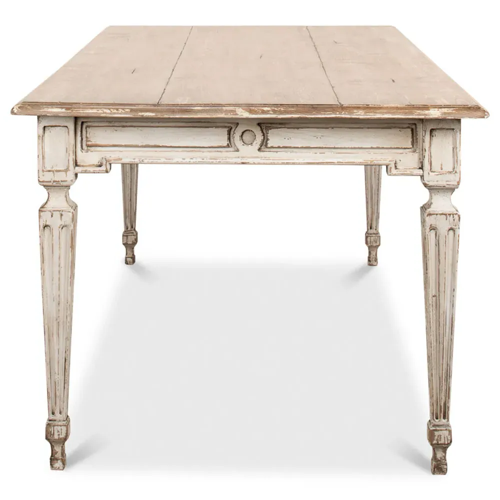 Ember Rectangular Dining Table - Light Grey, Pine Wood