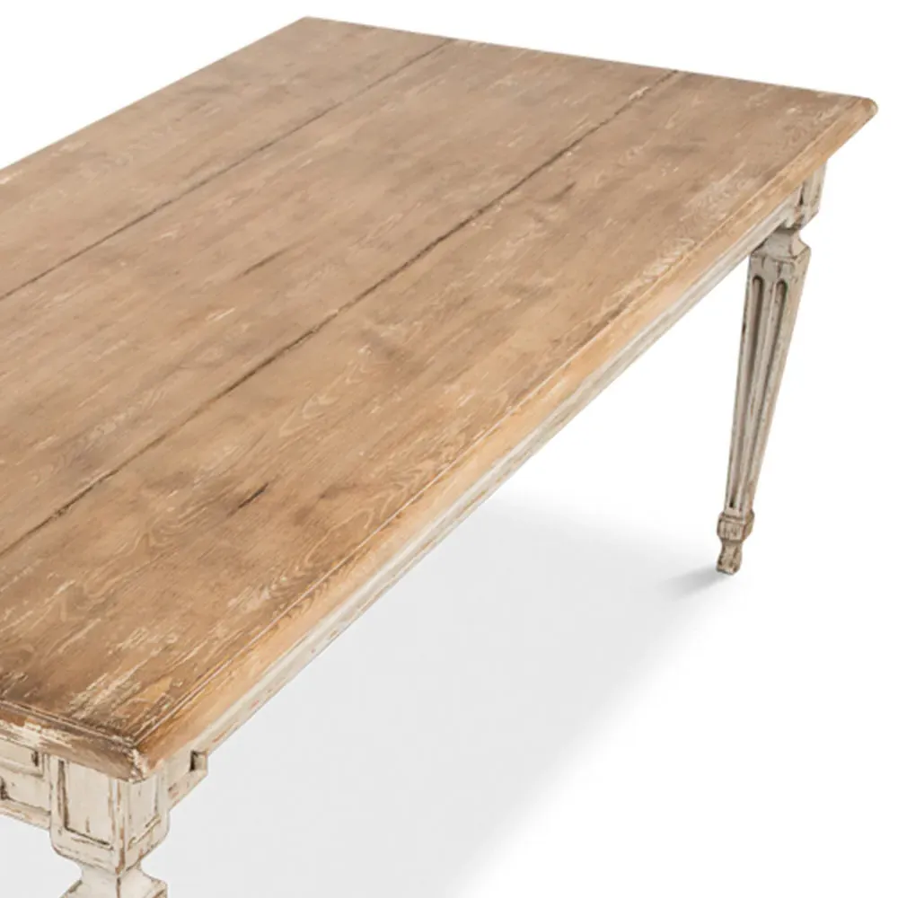Ember Rectangular Dining Table - Light Grey, Pine Wood