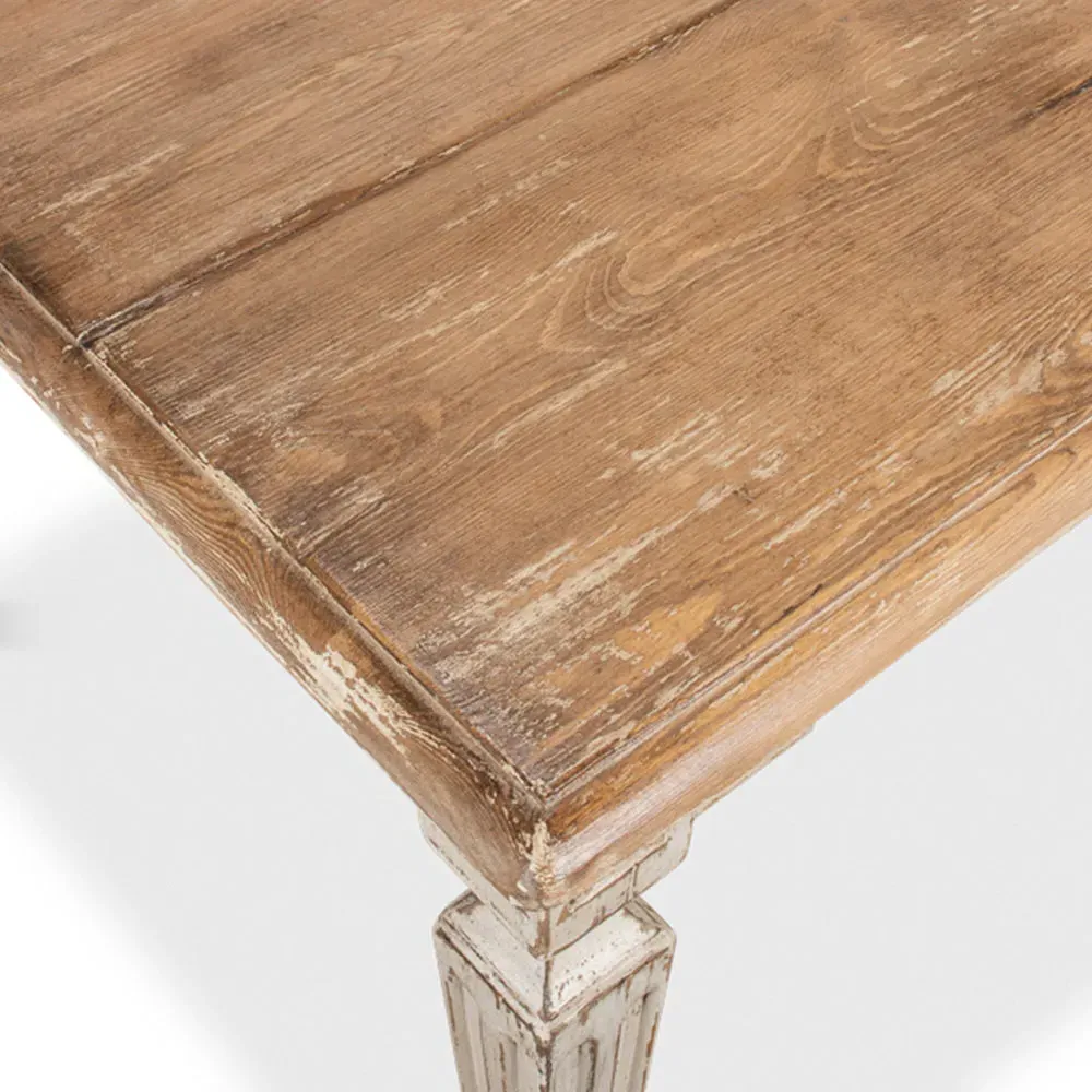 Ember Rectangular Dining Table - Light Grey, Pine Wood