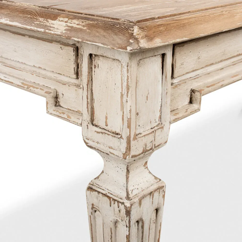 Ember Rectangular Dining Table - Light Grey, Pine Wood