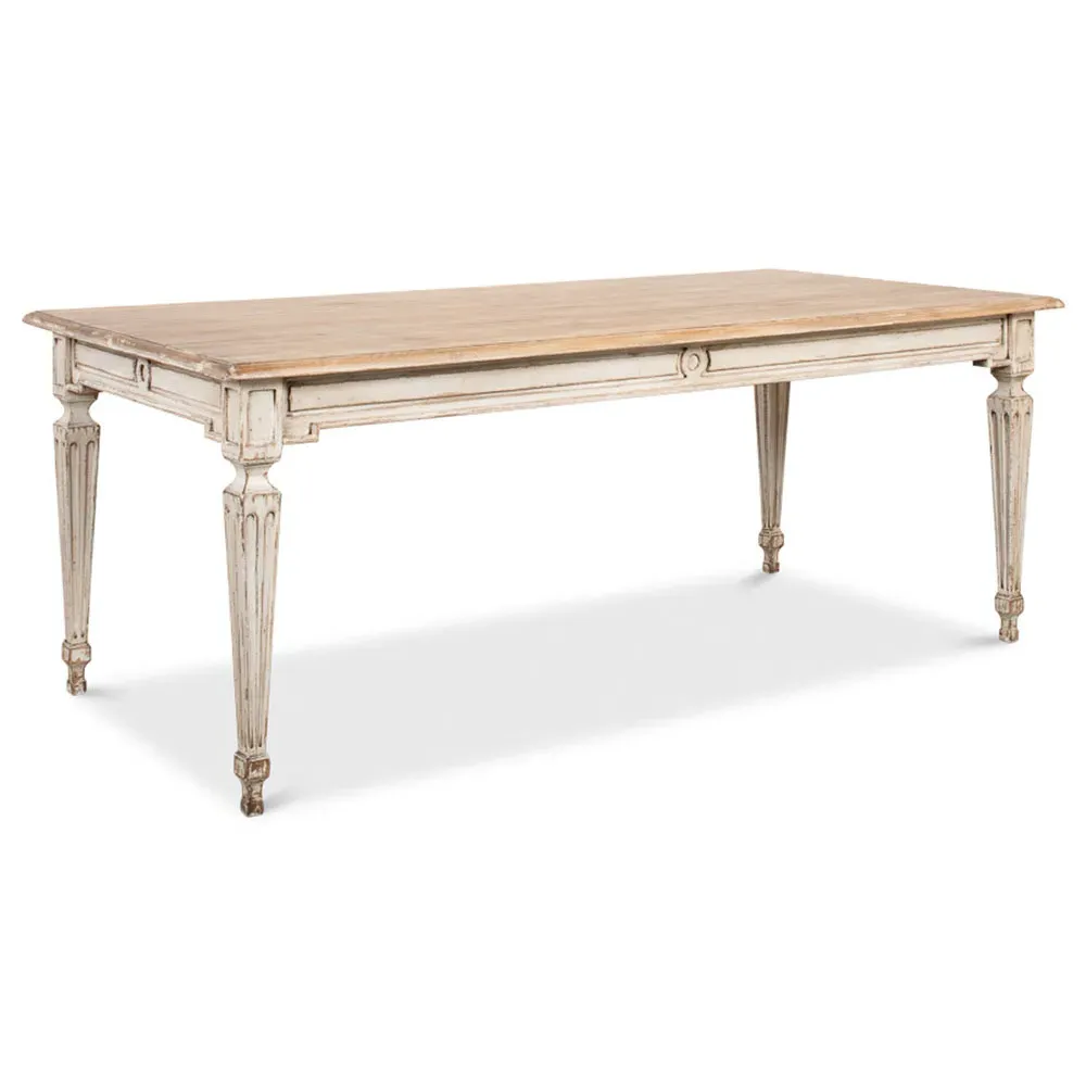 Ember Rectangular Dining Table - Light Grey, Pine Wood