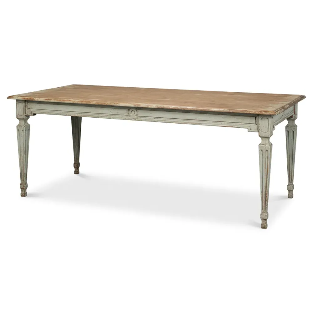 Ember Rectangular Dining Table - Sage Green, Pine Wood