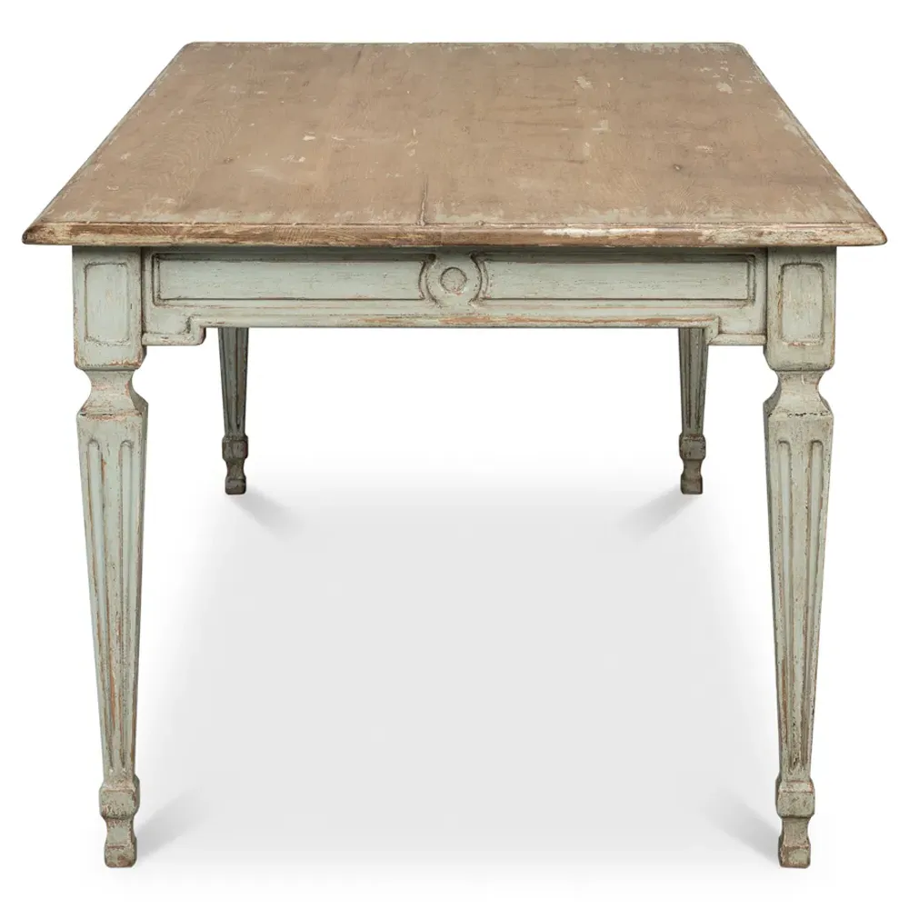 Ember Rectangular Dining Table - Sage Green, Pine Wood