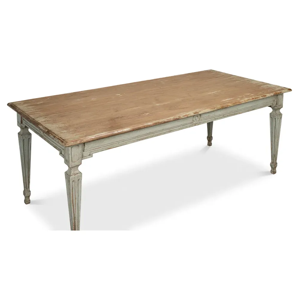 Ember Rectangular Dining Table - Sage Green, Pine Wood
