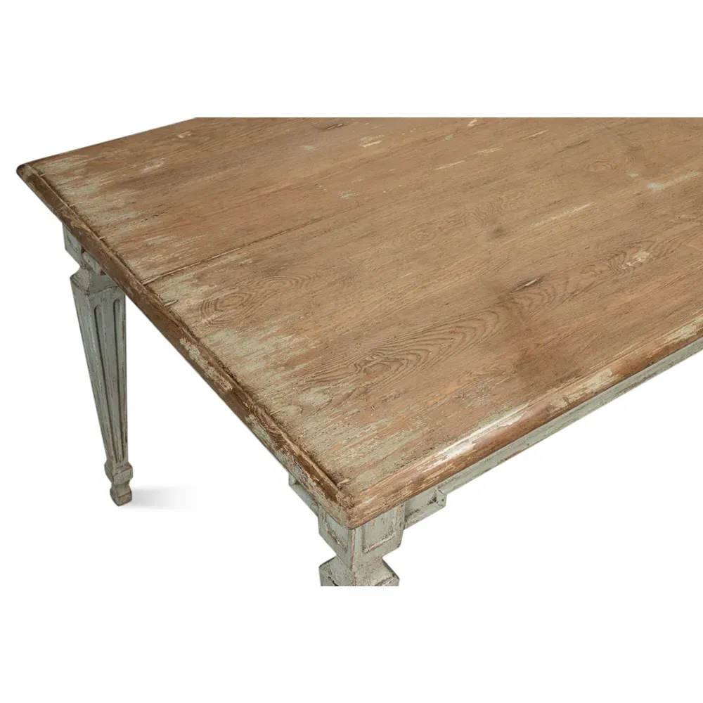 Ember Rectangular Dining Table - Sage Green, Pine Wood