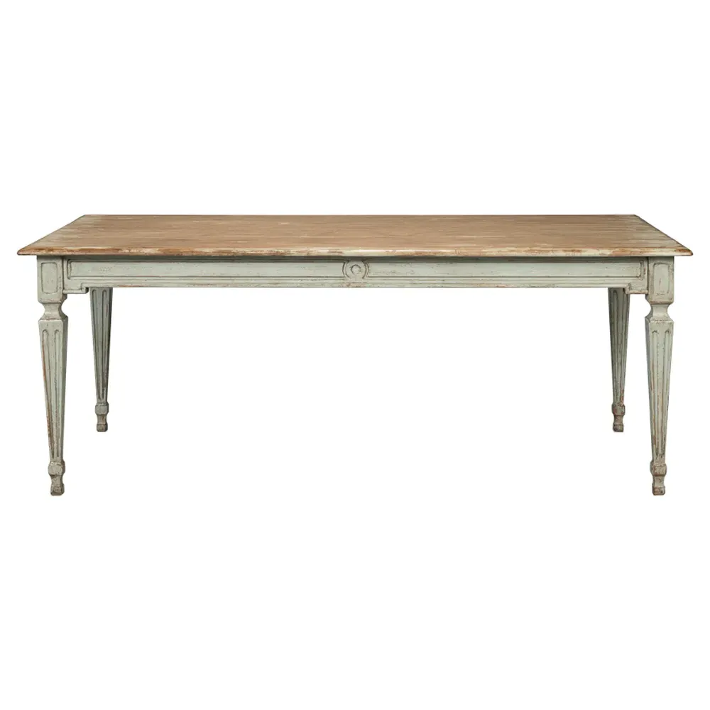 Ember Rectangular Dining Table - Sage Green, Pine Wood