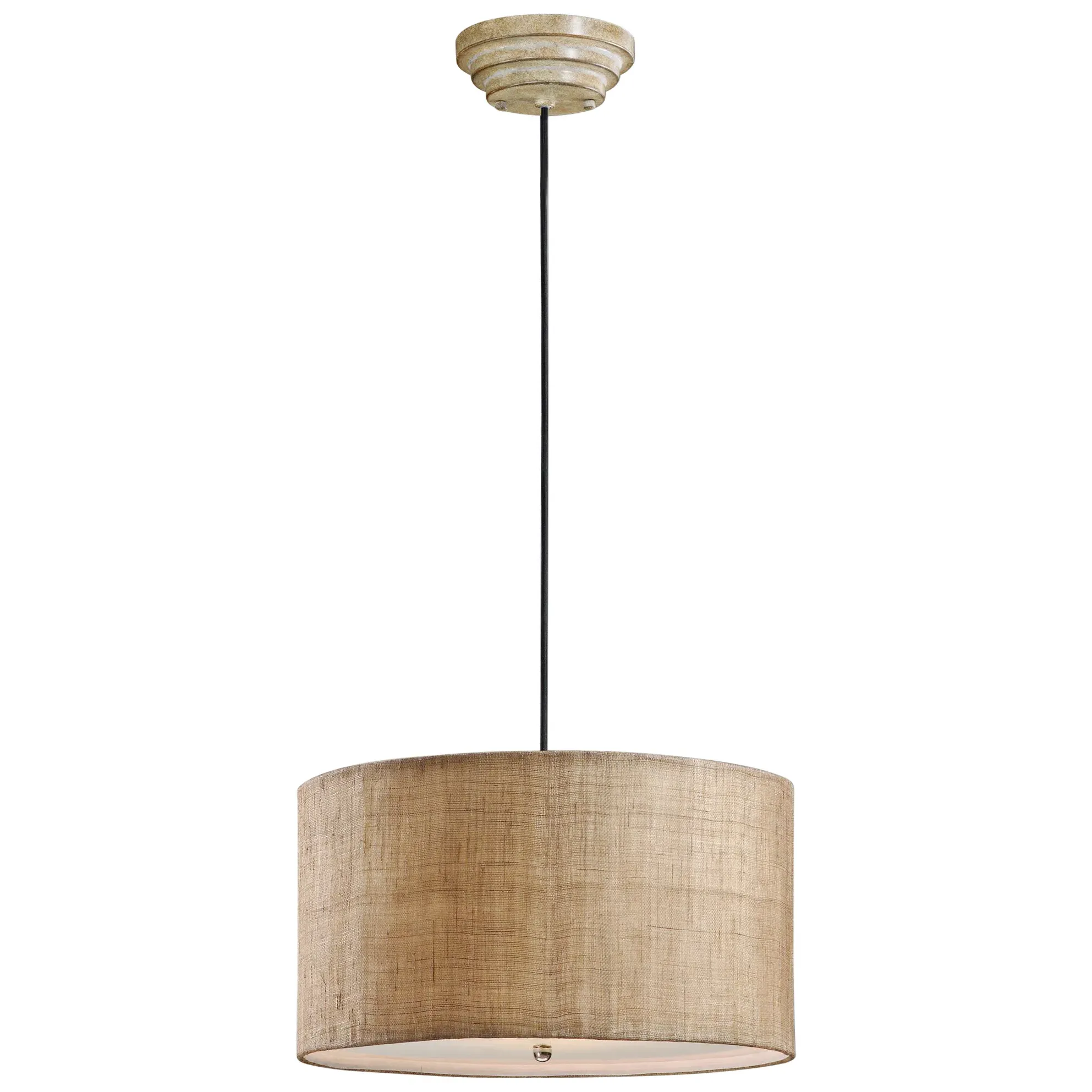 Emelia 3 Light Drum Pendant - Beige, Burlap