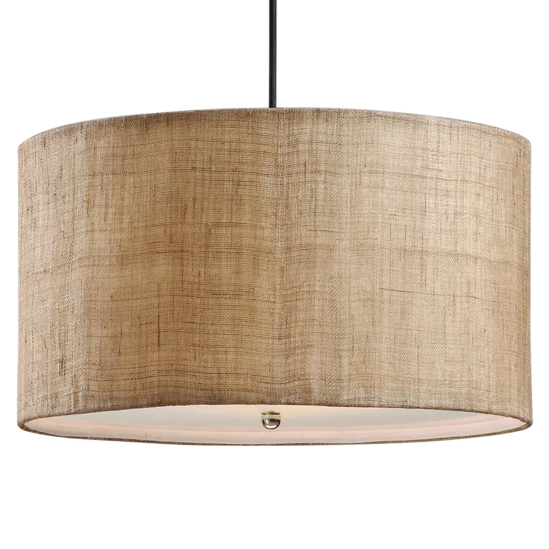 Emelia 3 Light Drum Pendant - Beige, Burlap image