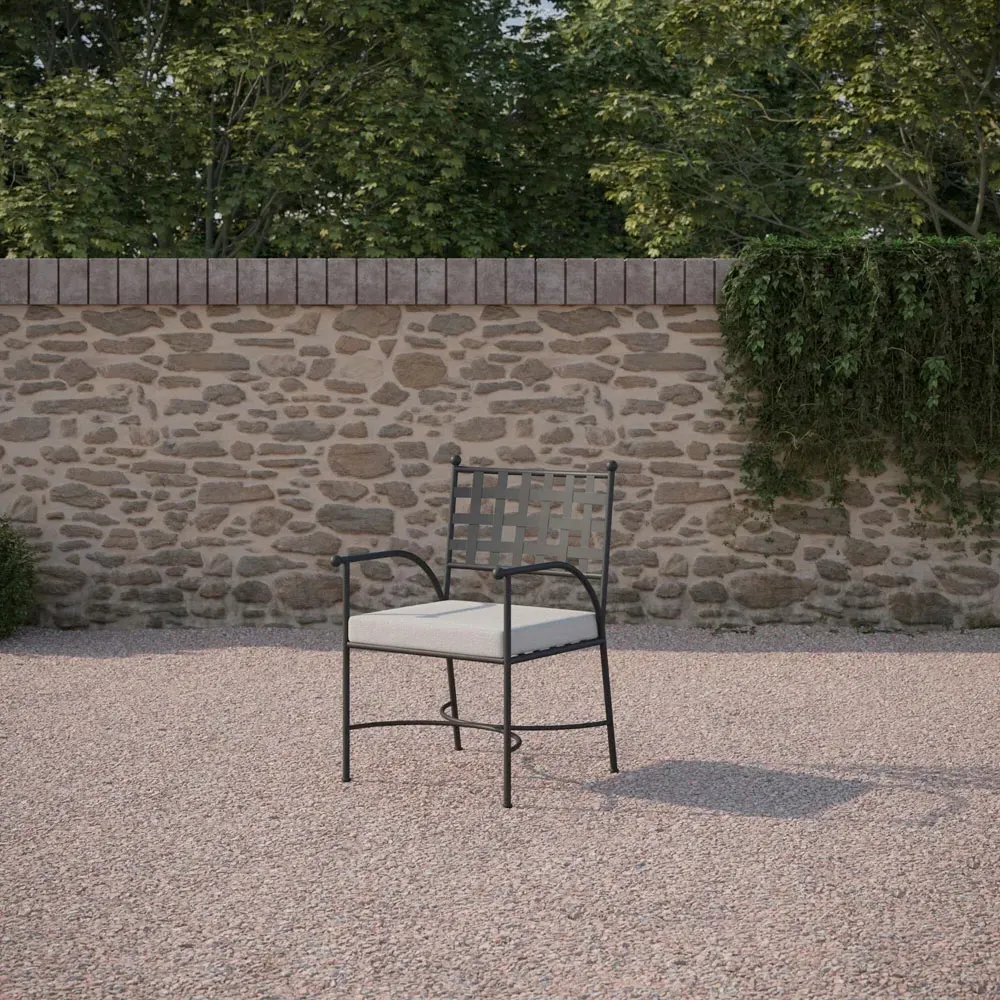 Emeline Dining Arm Chair - Cream, Iron