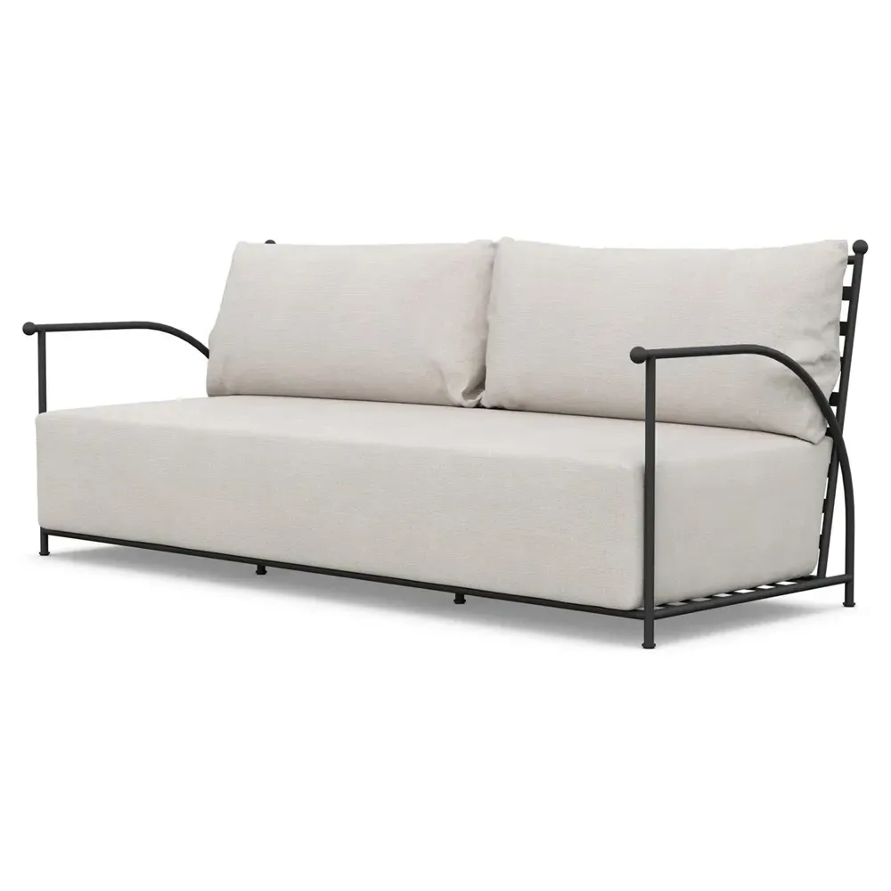 Emeline High Back Outdoor Sofa - Cream, Iron