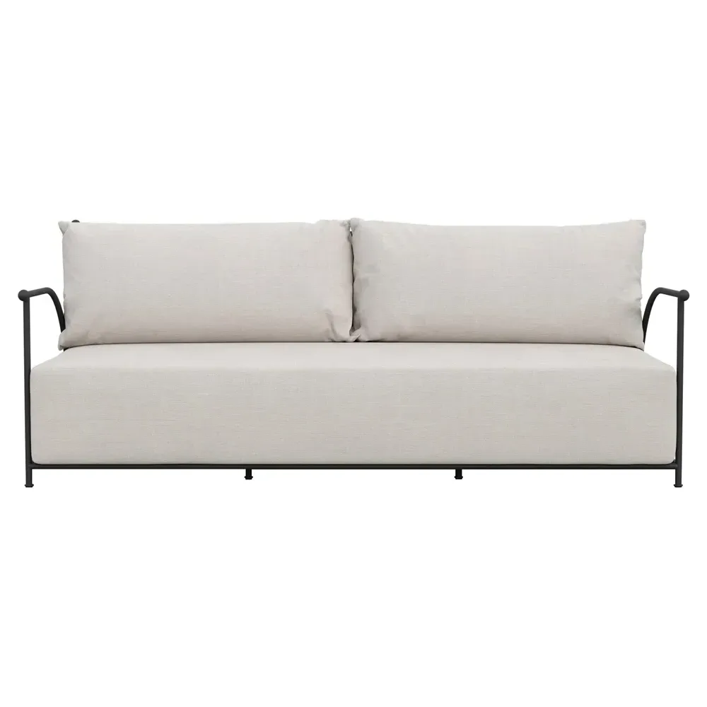 Emeline High Back Outdoor Sofa - Cream, Iron