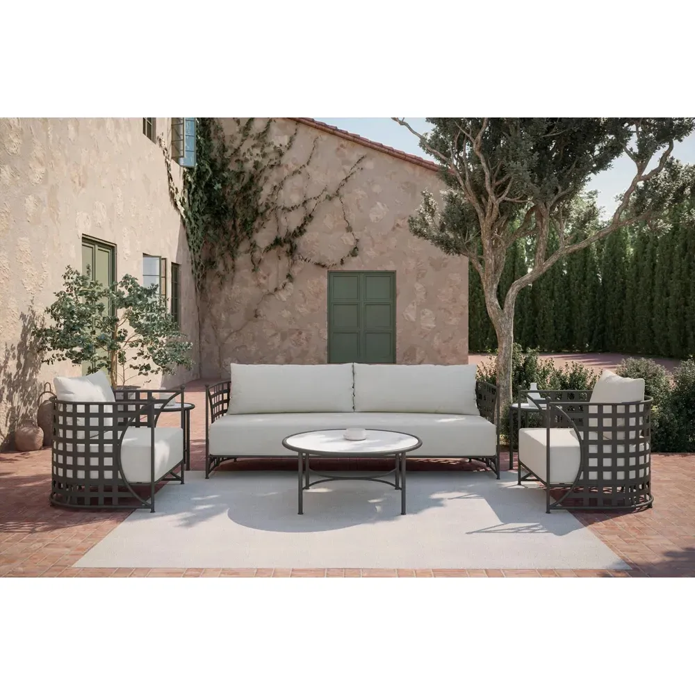 Emeline Outdoor Sofa - Cream, Iron