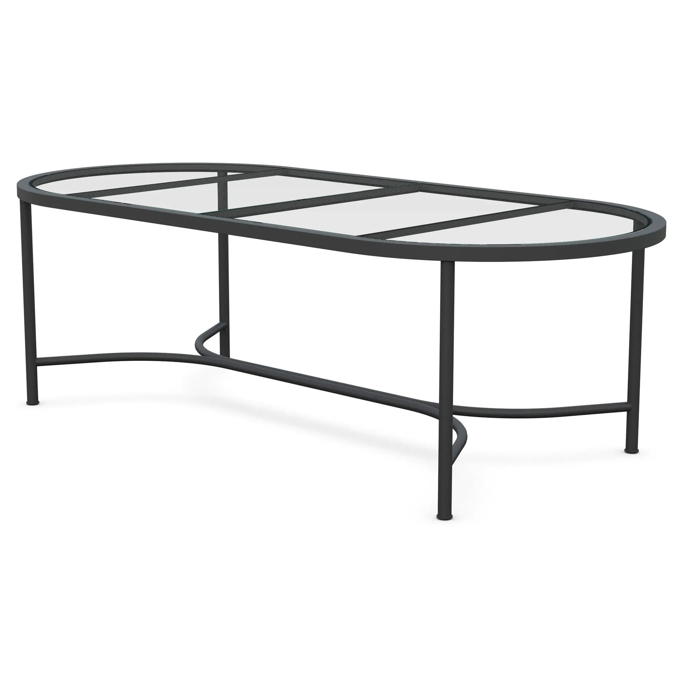 Emeline Oval Outdoor Dining Table - Black, Glass