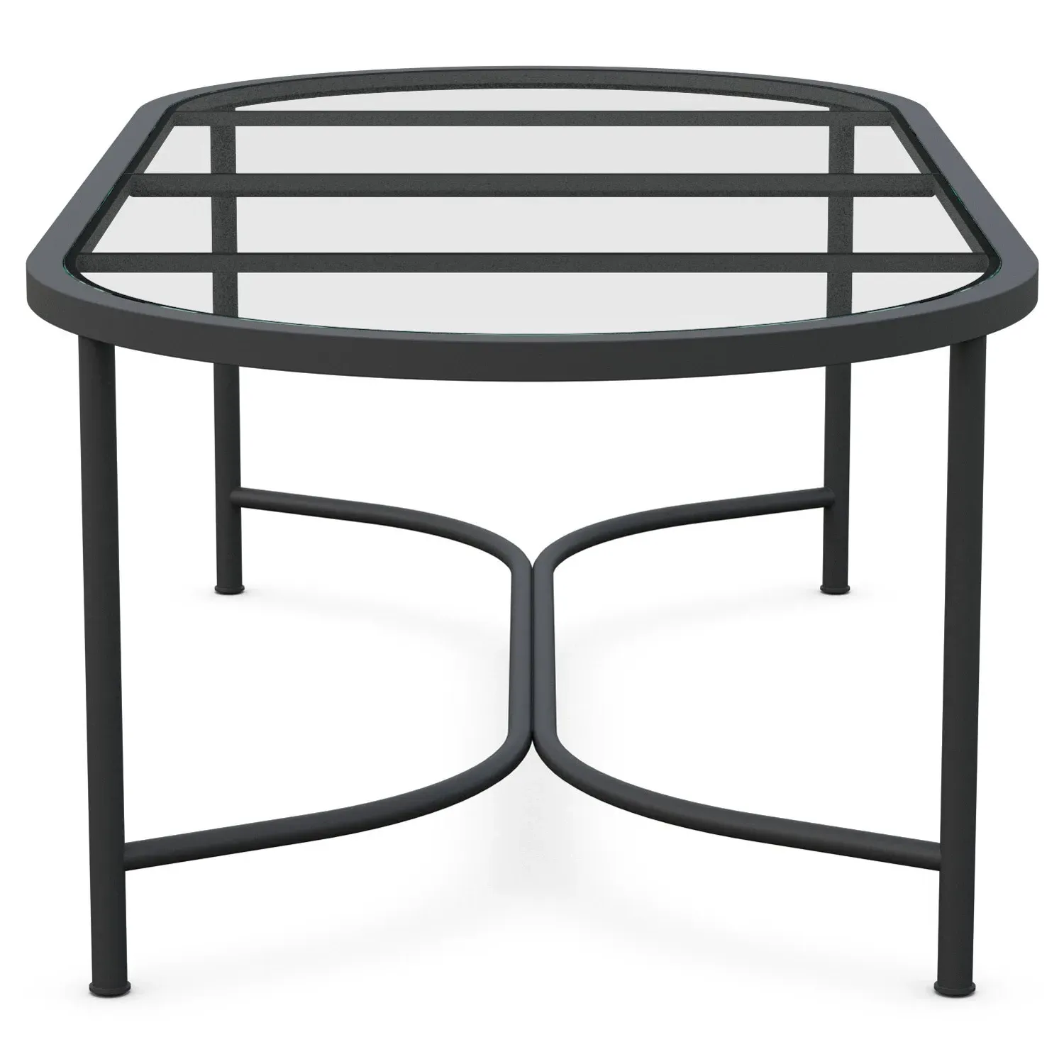 Emeline Oval Outdoor Dining Table - Black, Glass