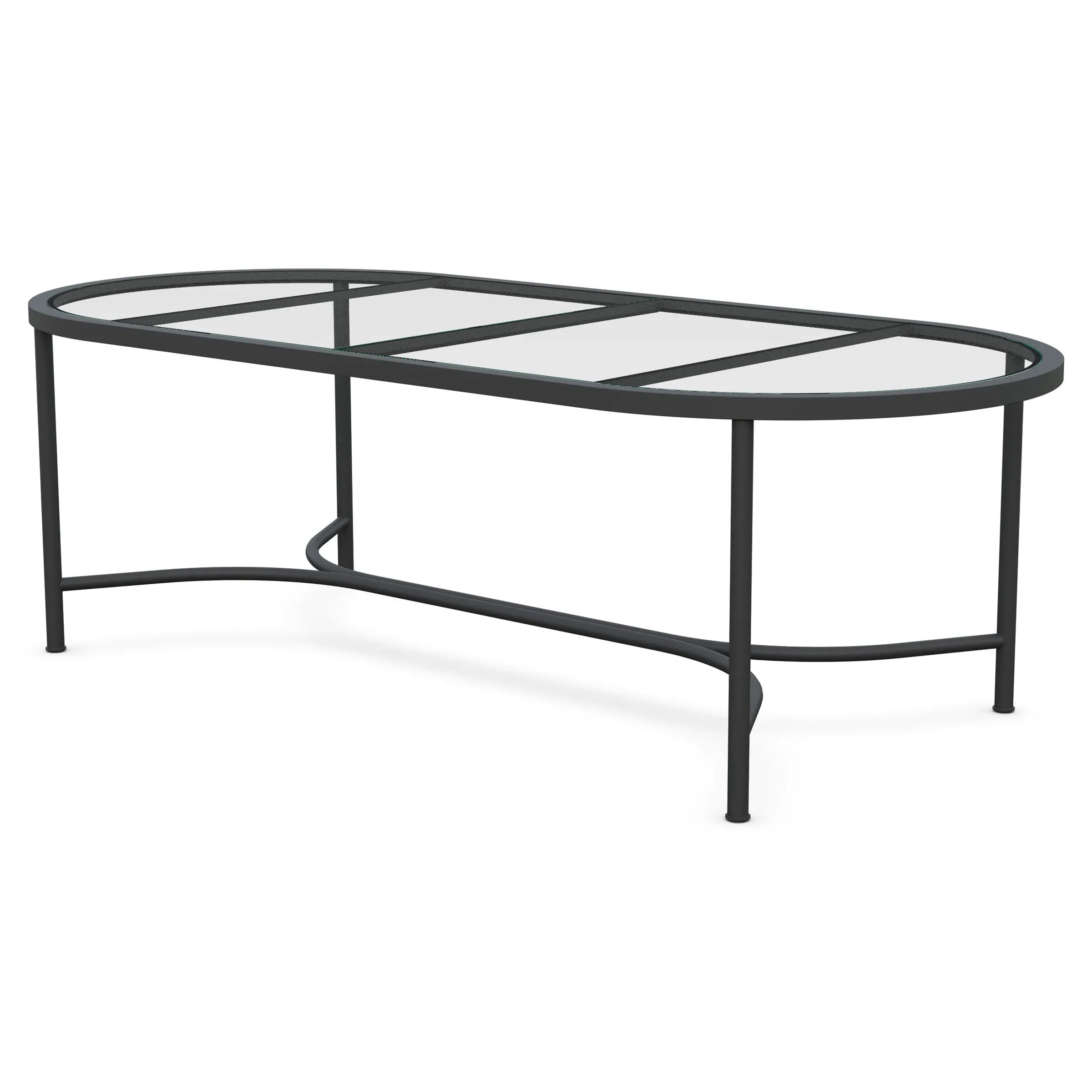 Emeline Oval Outdoor Dining Table - Black, Glass