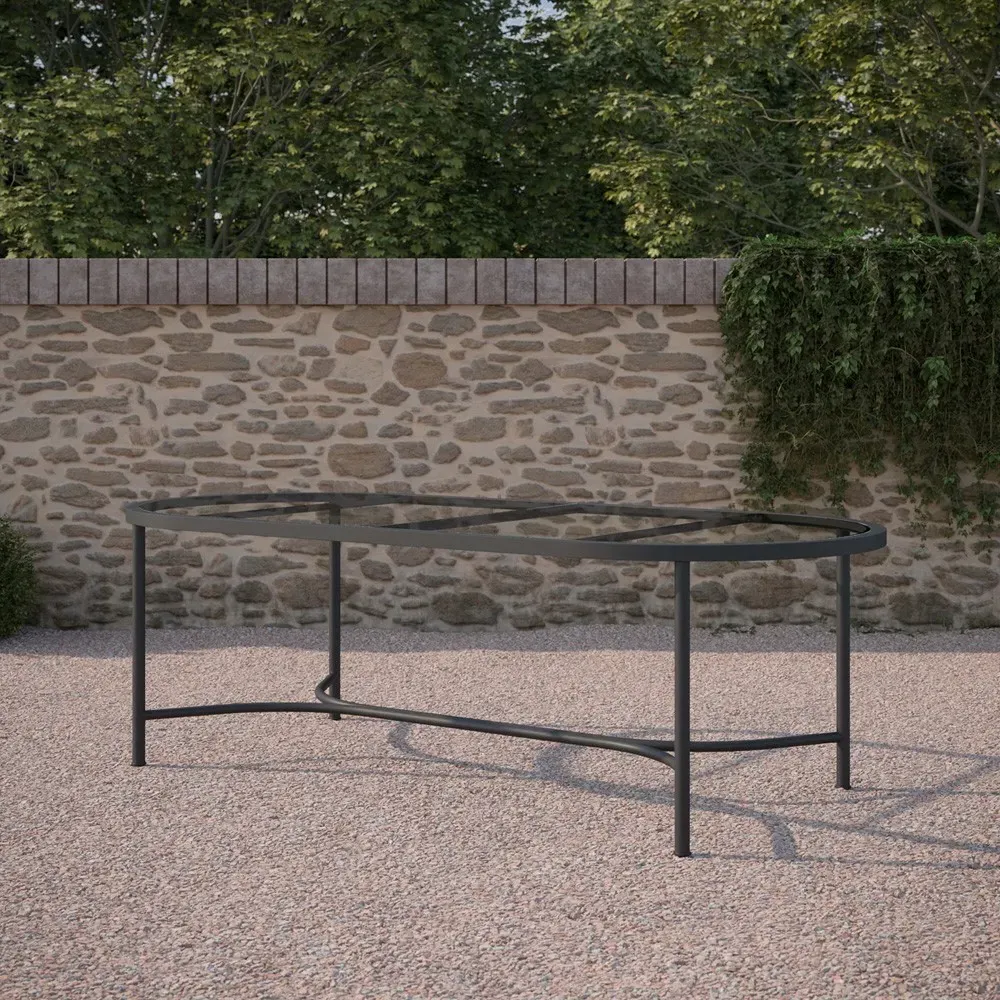Emeline Oval Outdoor Dining Table - Black, Glass