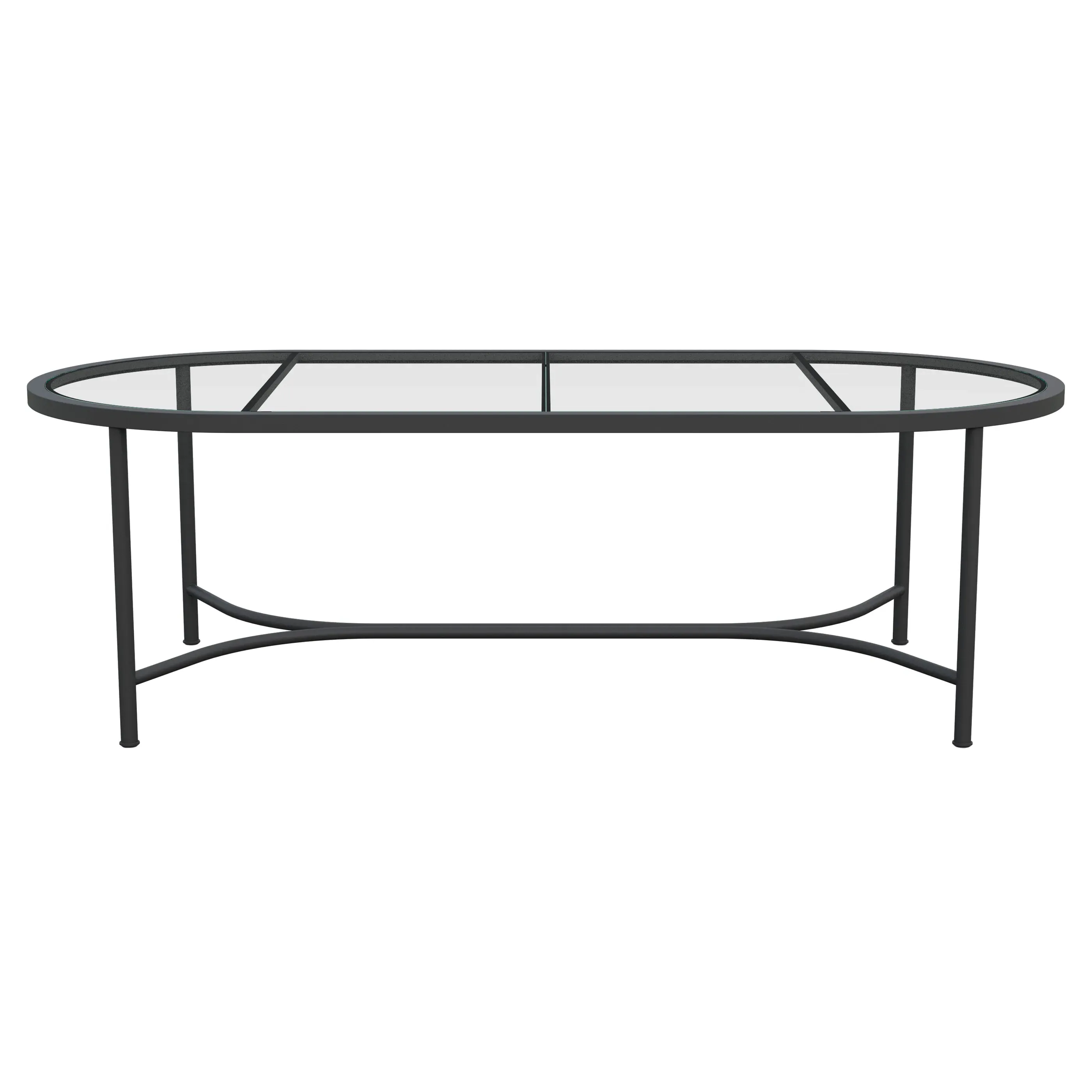 Emeline Oval Outdoor Dining Table - Black, Glass