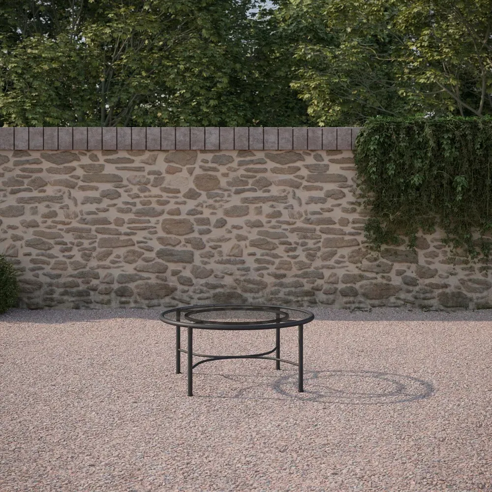 Emeline Round Outdoor Coffee Table - Black, Glass
